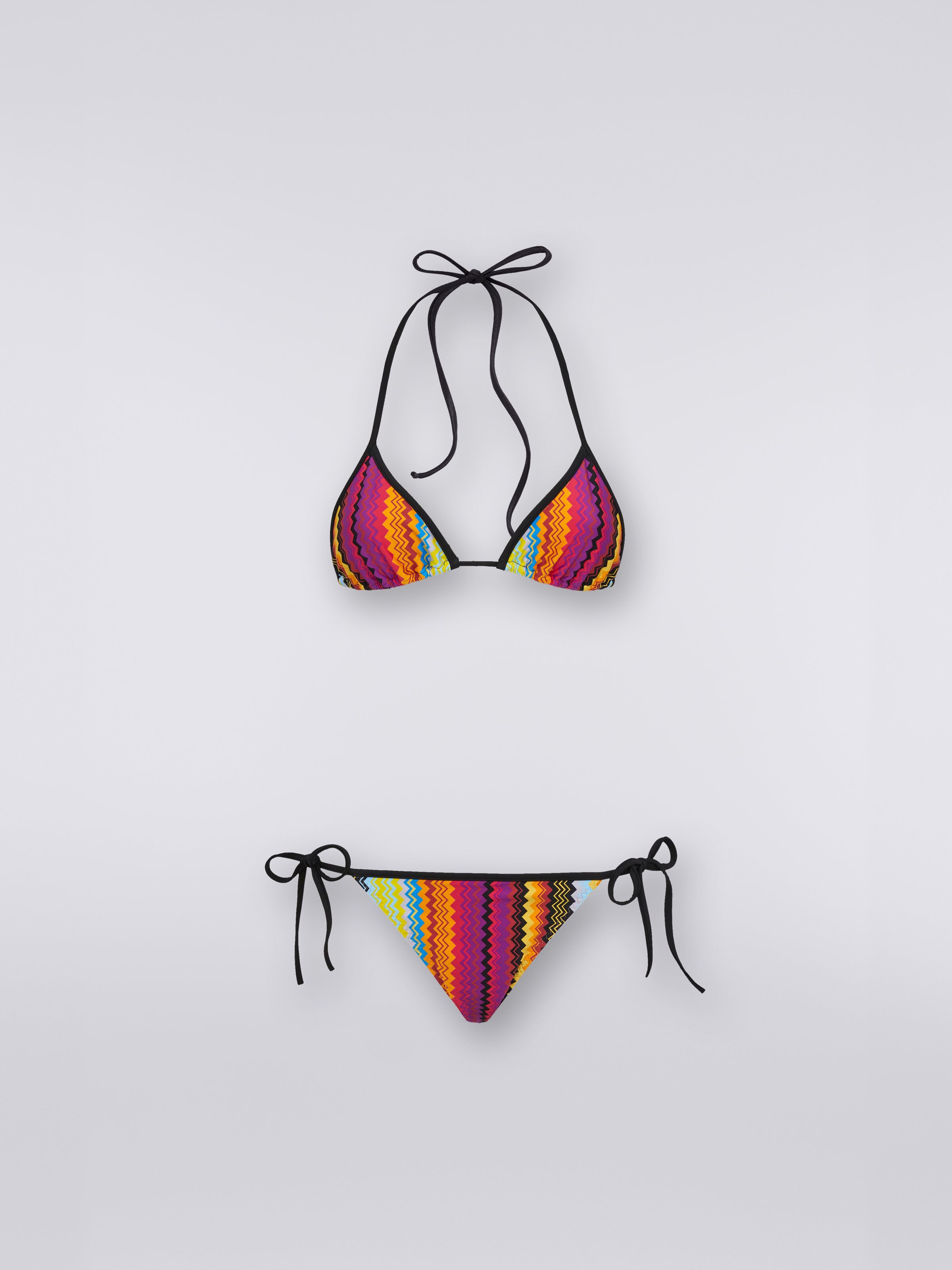 Bikini in nylon chevron, Multicolore - 0
