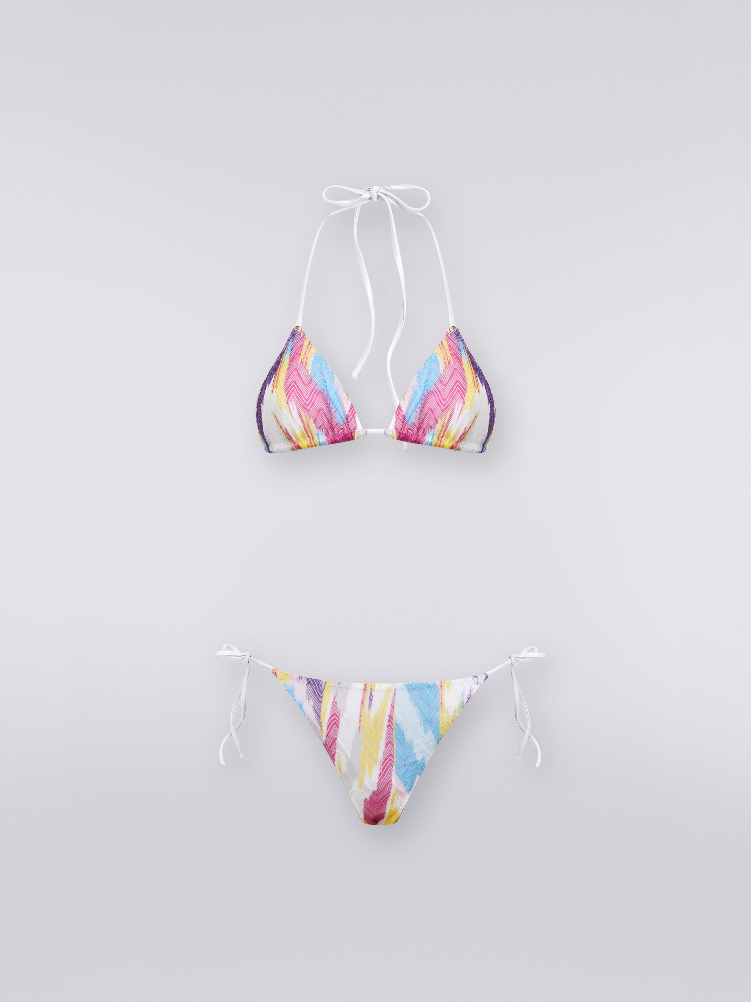 Strick-Bikini mit Zickzackmuster und Flammgarn-Print, Mehrfarbig  - 0