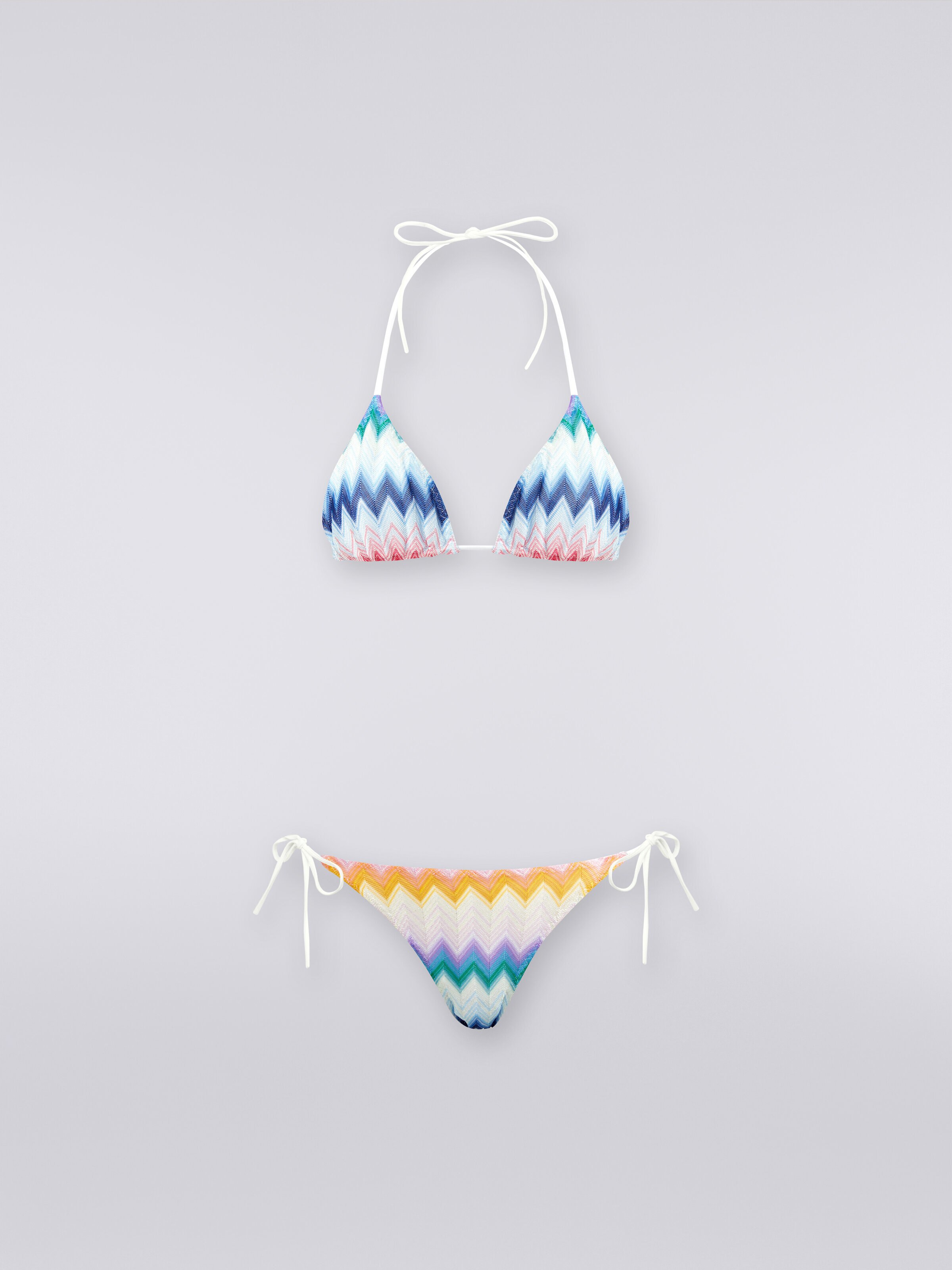 Bikini in misto viscosa sfumata zig zag con lurex, Multicolore  - 0