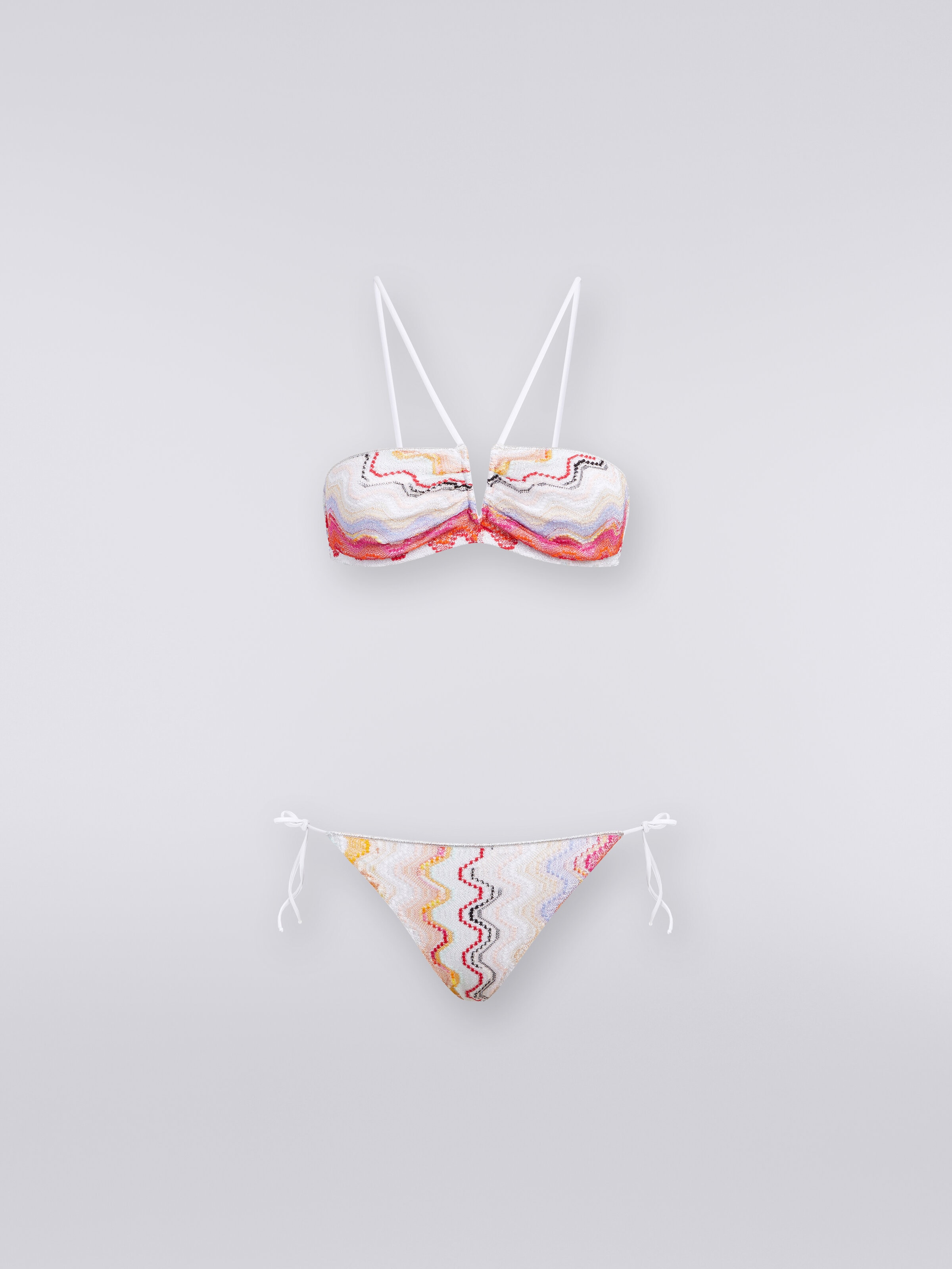 Wave motif bikini with lurex, Multicoloured  - 0