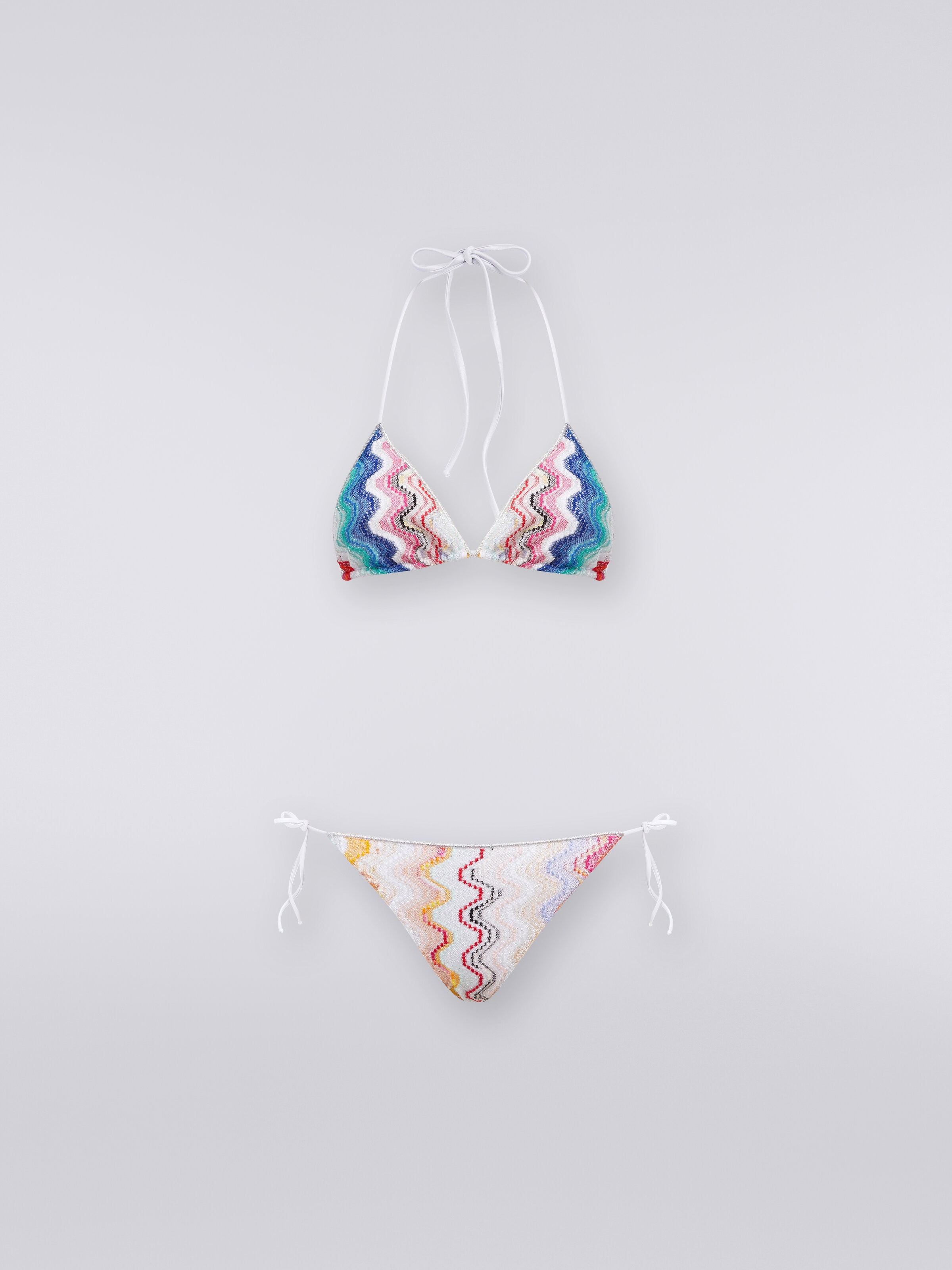 Wave motif bikini with lurex, Multicoloured  - 0