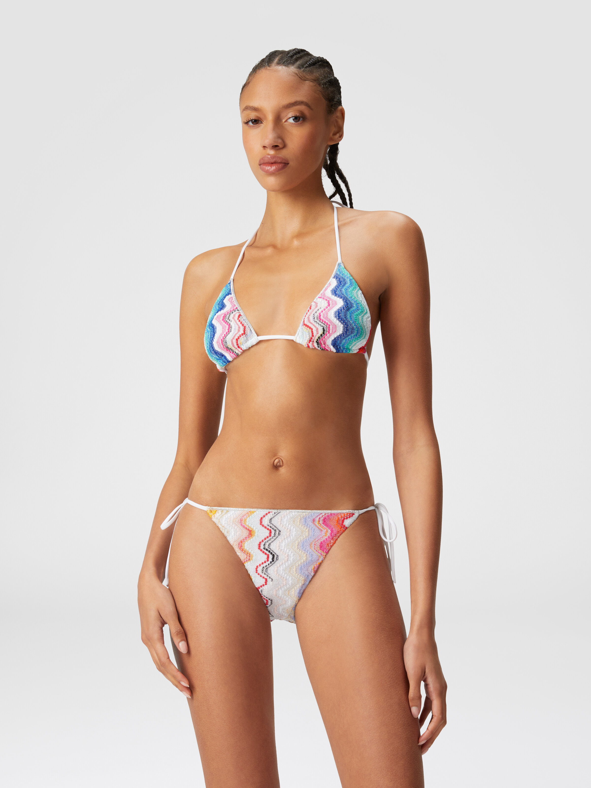 Wave motif bikini with lurex, Multicoloured  - 1