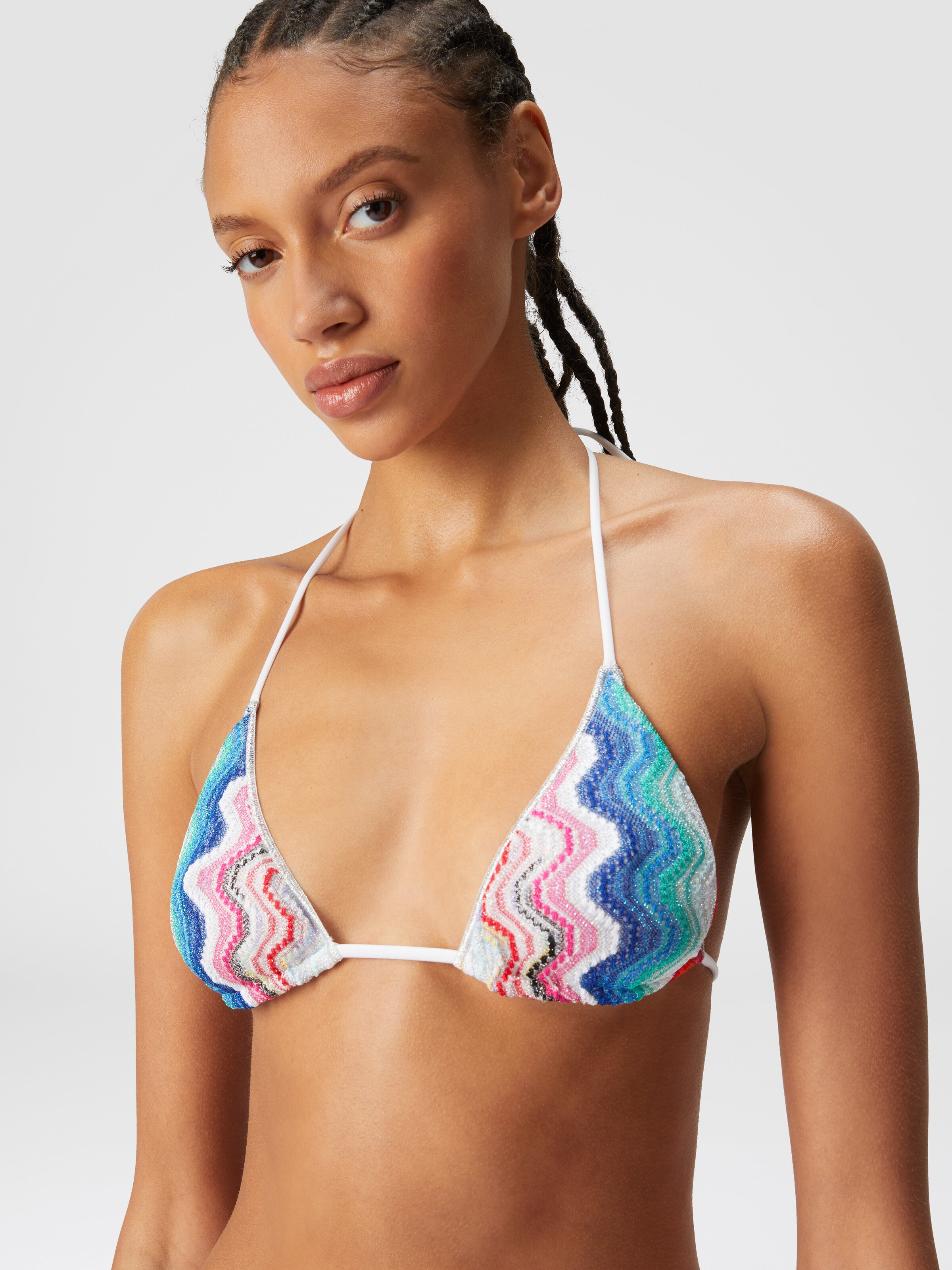 Wave motif bikini with lurex, Multicoloured  - 3