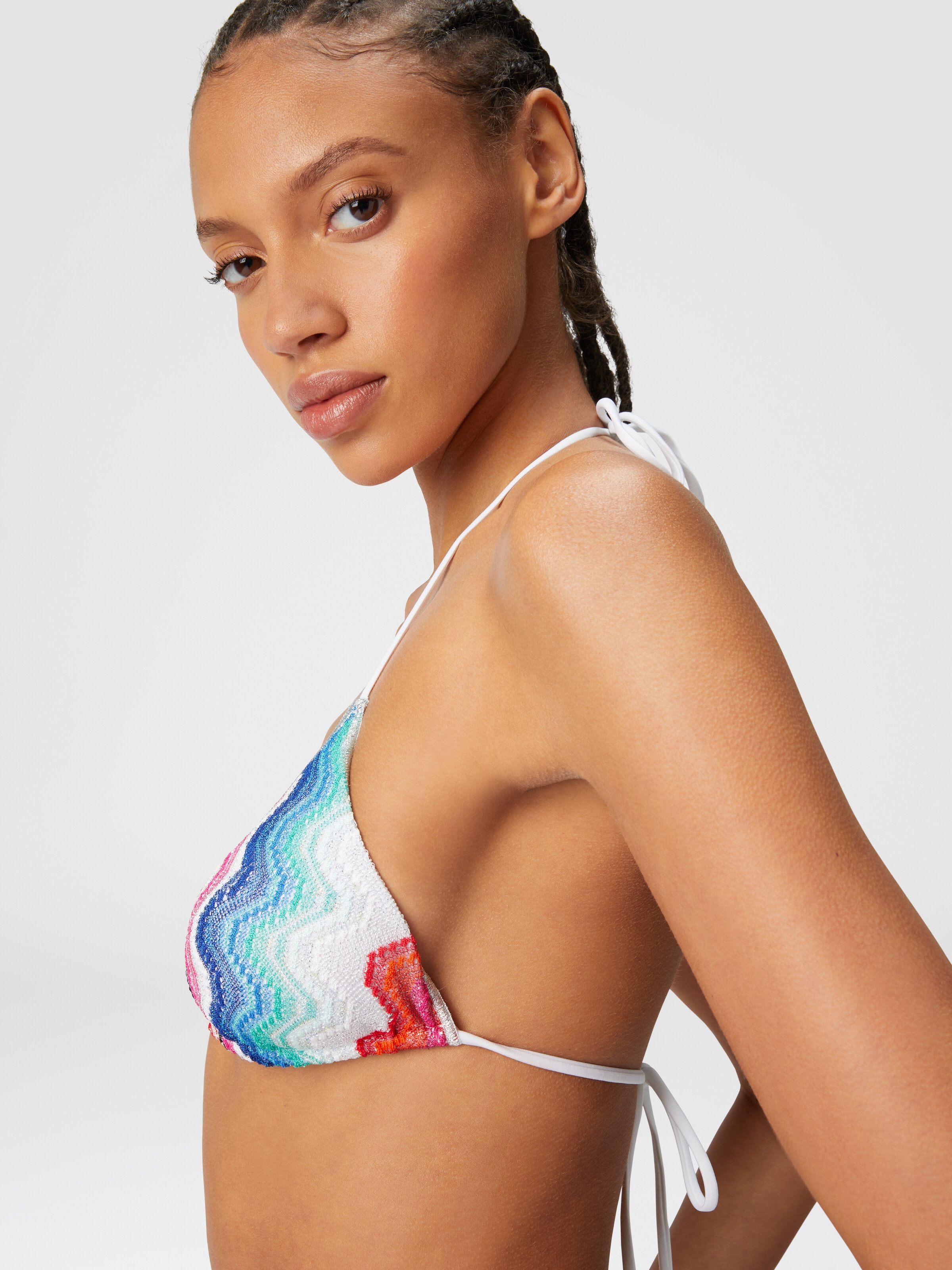 Wave motif bikini with lurex, Multicoloured  - 4