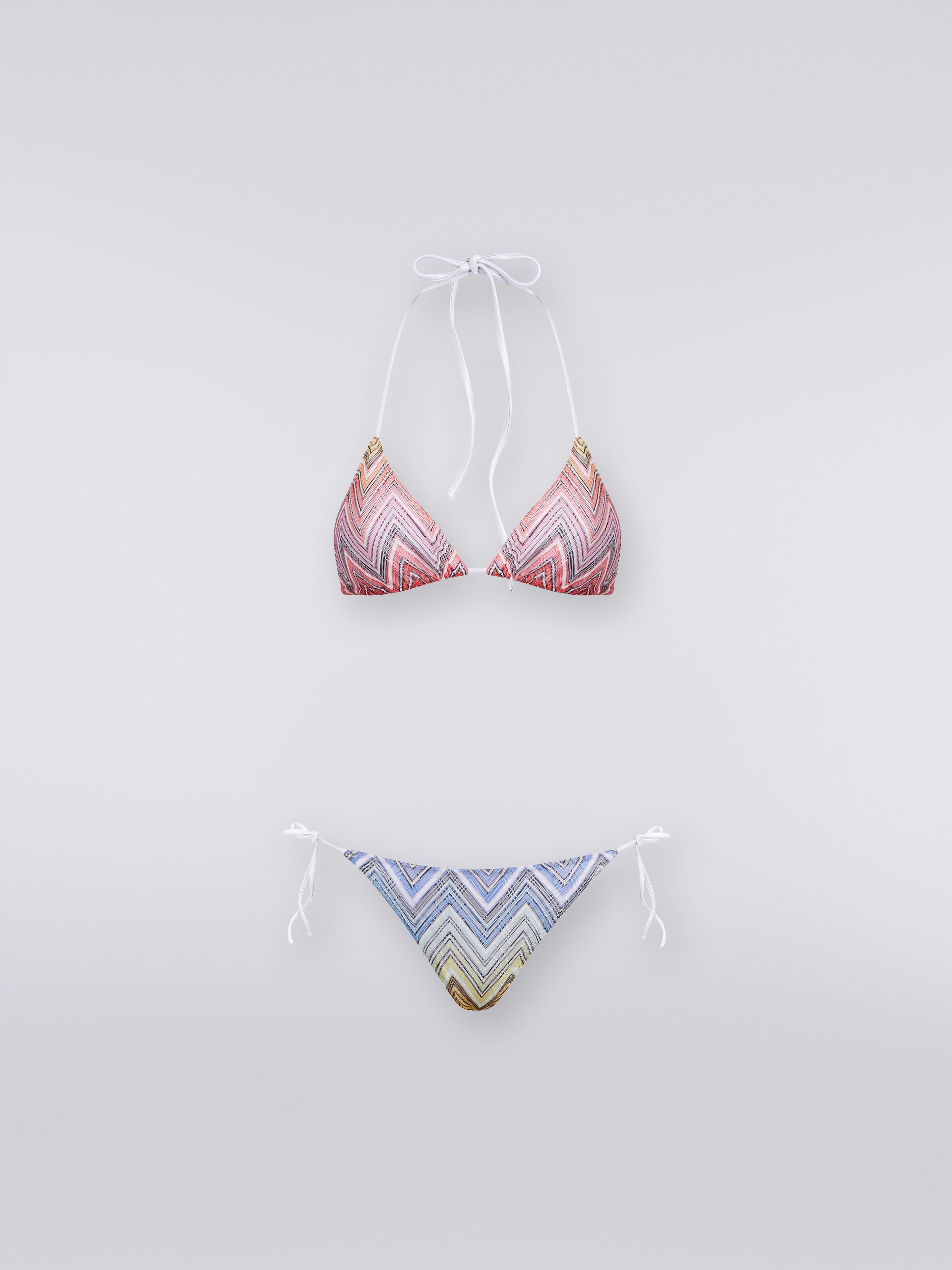 Triangel-Bikini aus Stoff mit Zickzackmuster, Mehrfarbig  - 0