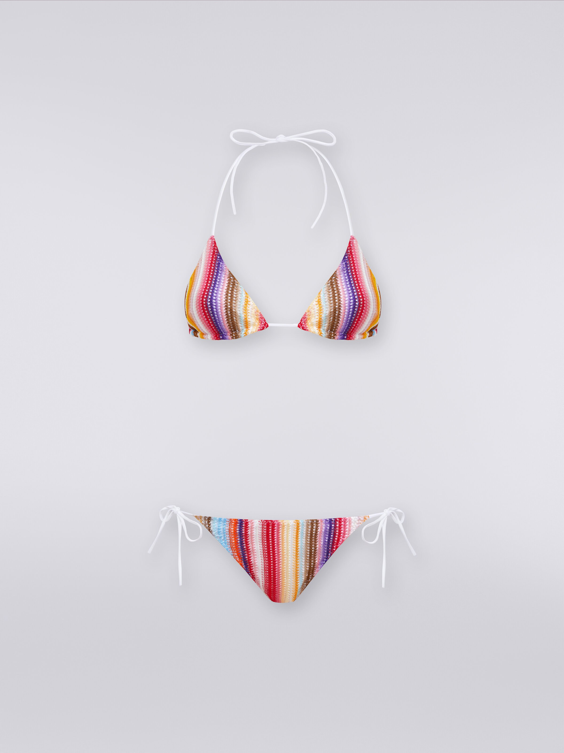 Bikini de ganchillo a rayas, Multicolor  - 0