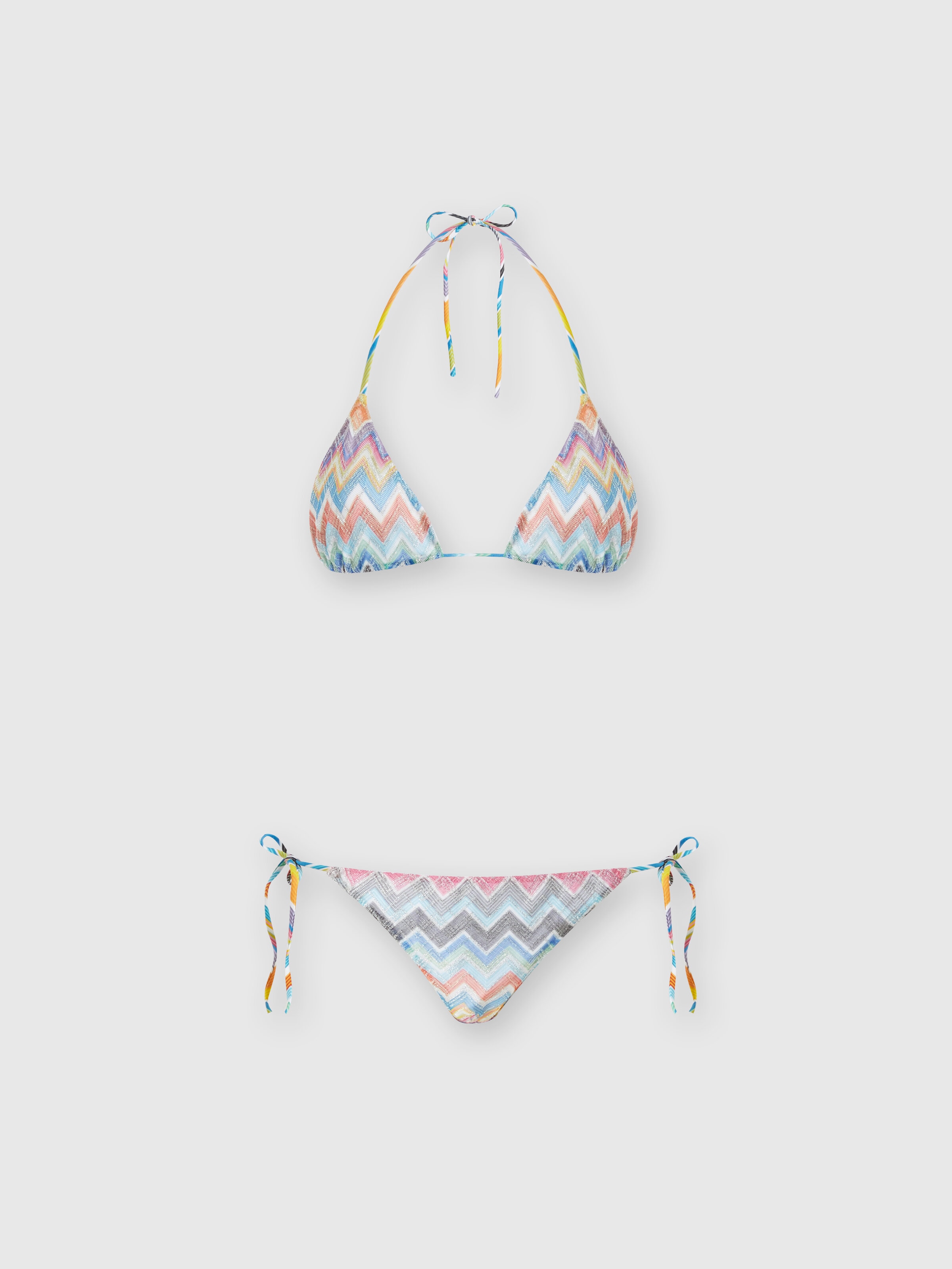 Bikini in misto viscosa zig zag con lurex, Multicolore  - 0