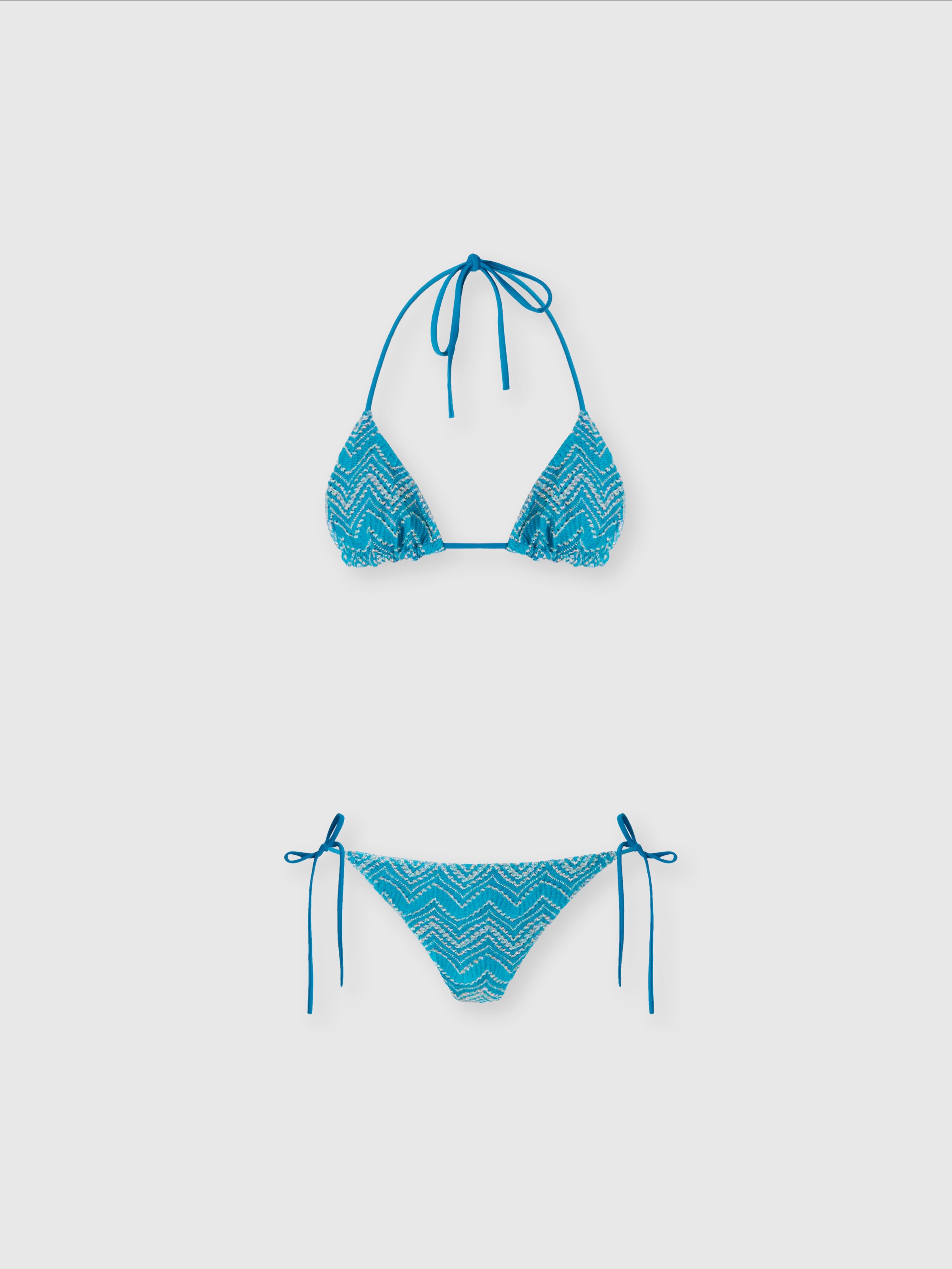 Zig zag lamé viscose bikini, Green - 0