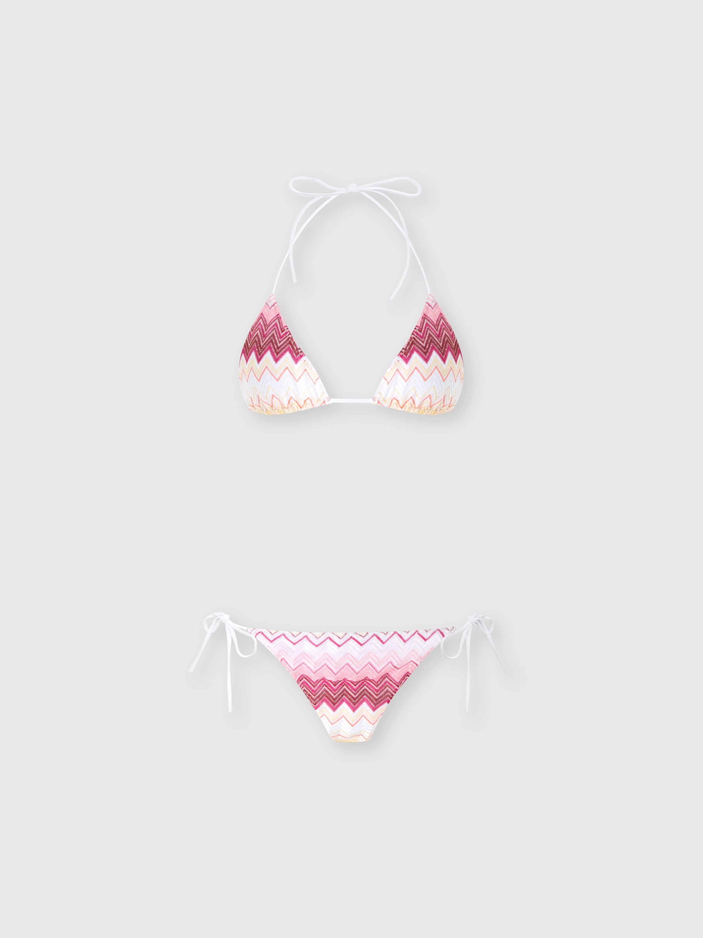 Triangle bikini in viscose blend zig zag lamé, Multicoloured  - 0