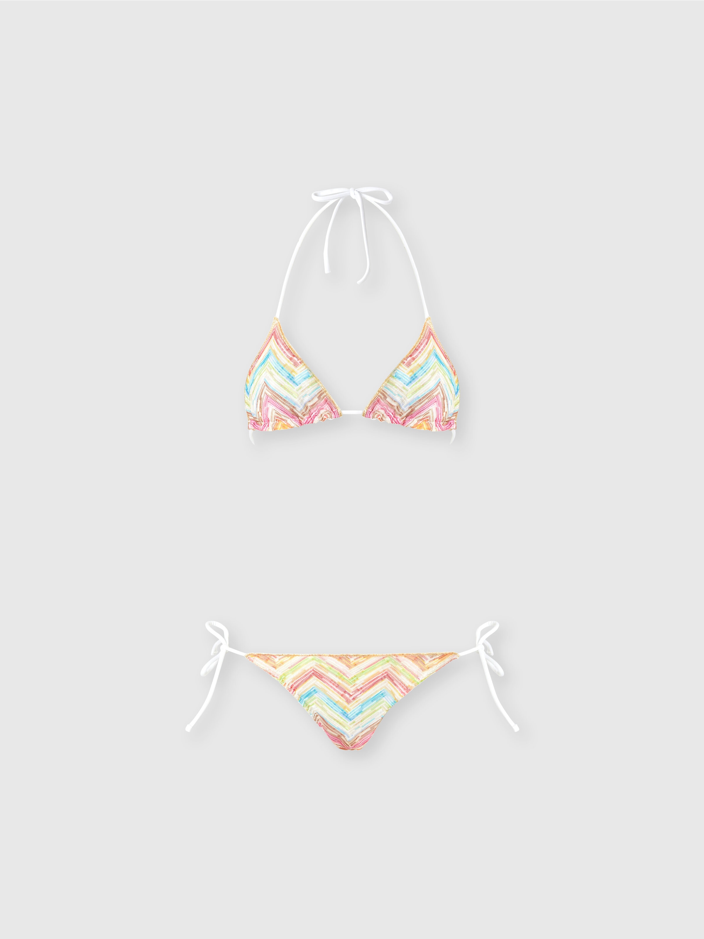 Triangle bikini in printed tulle, Multicoloured  - 0