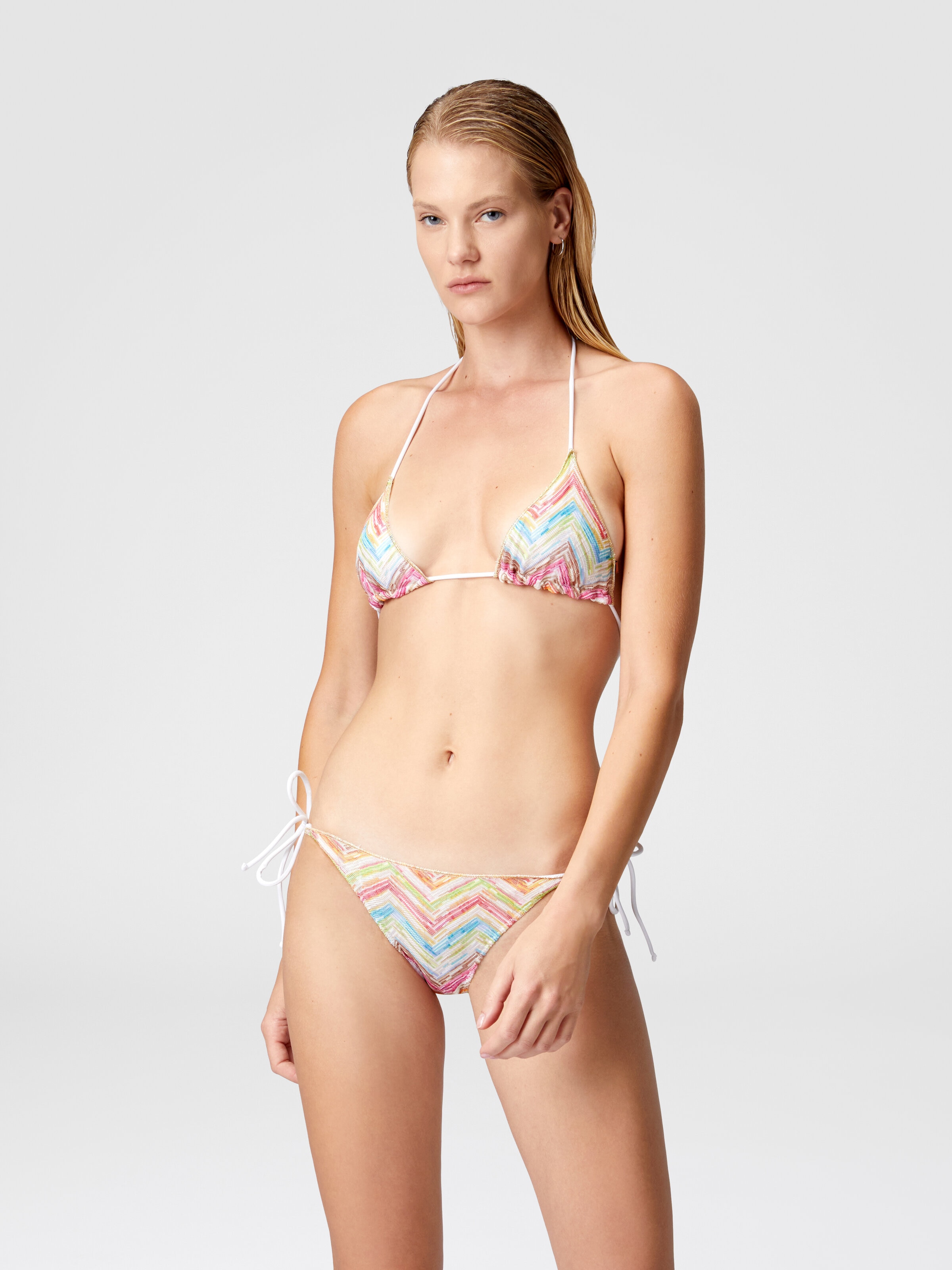 Triangle bikini in printed tulle, Multicoloured  - 1