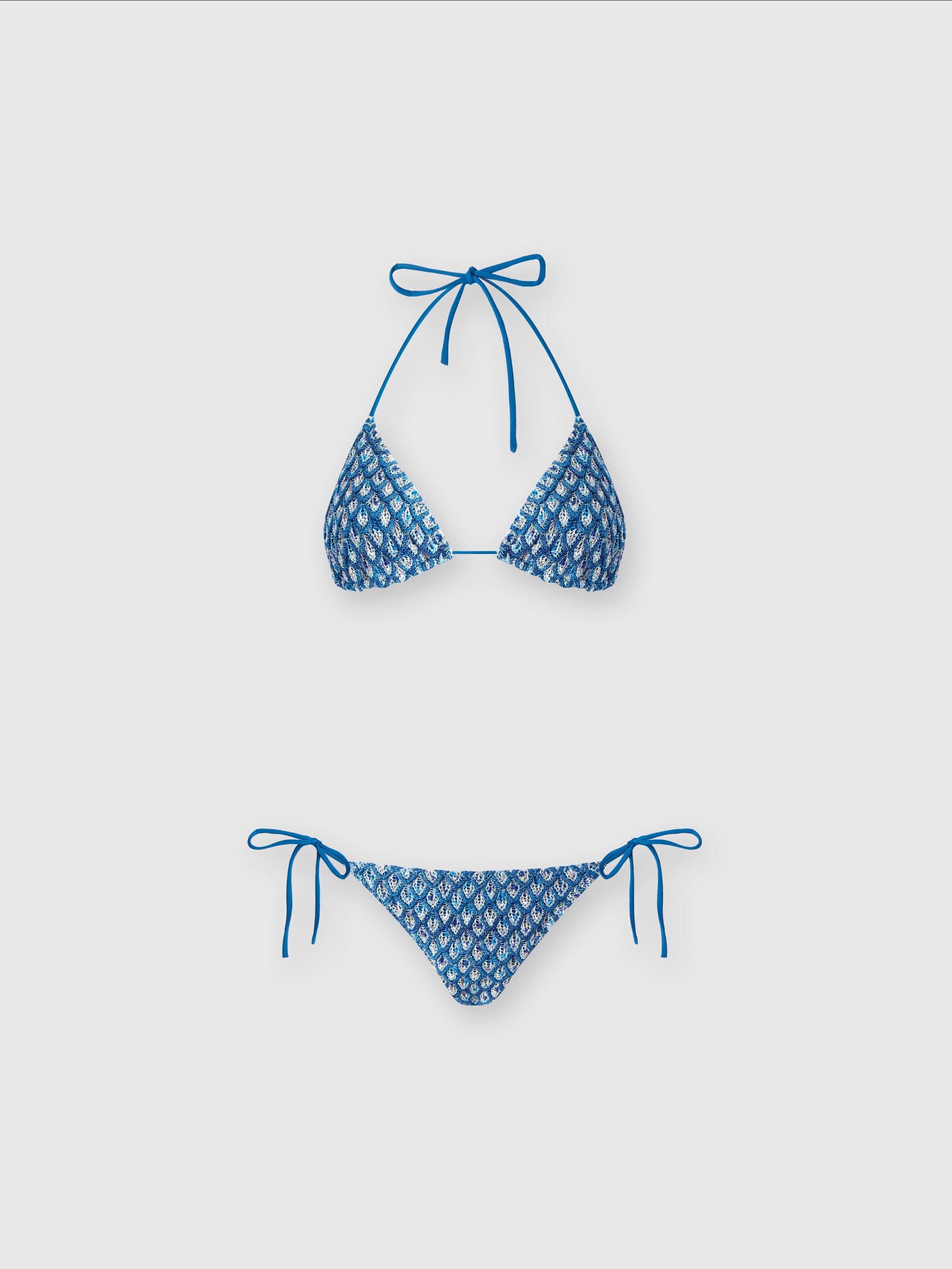 Lamé shell viscose triangle bikini, Multicoloured  - 0
