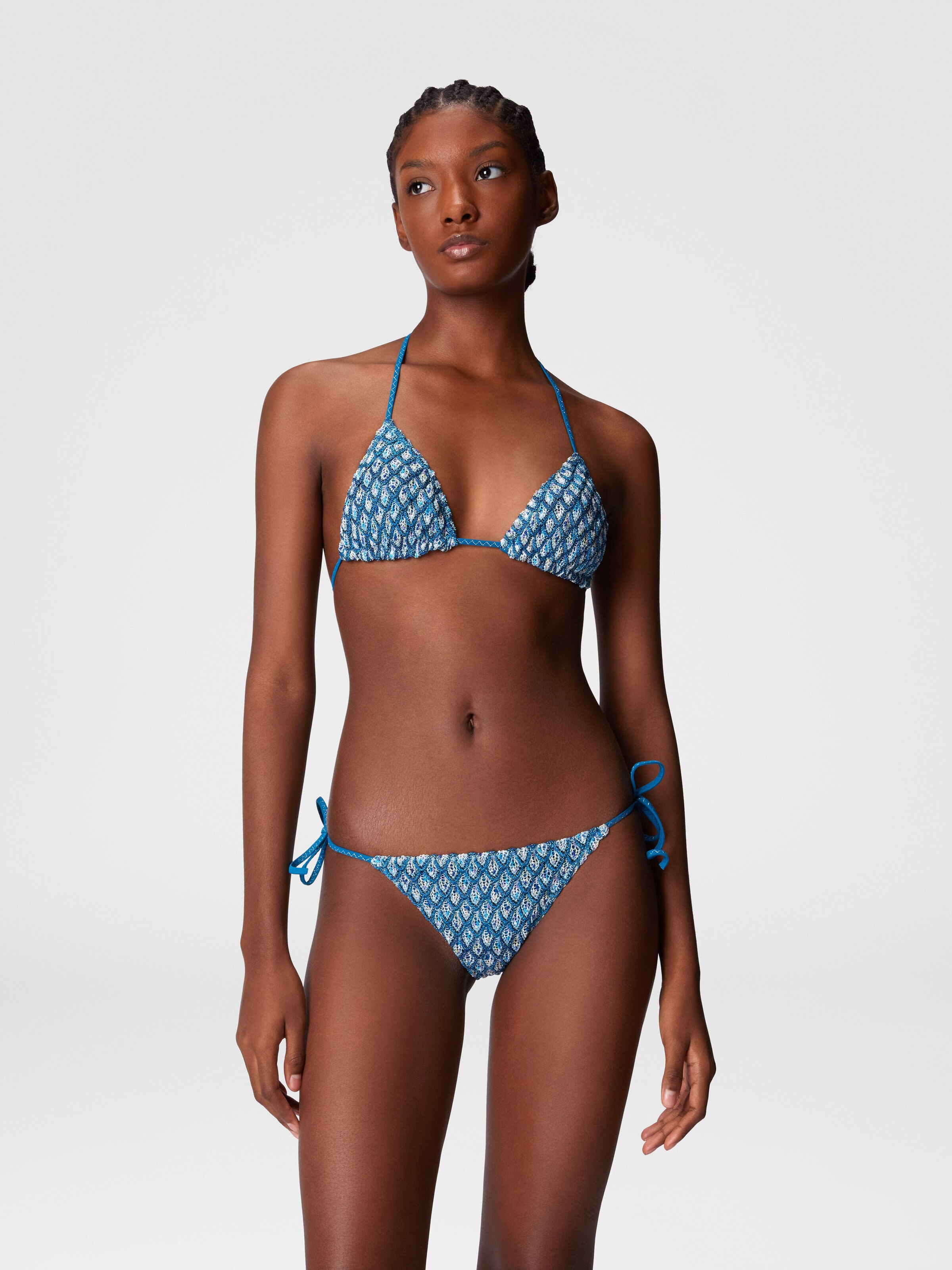 Lamé shell viscose triangle bikini, Multicoloured  - 1