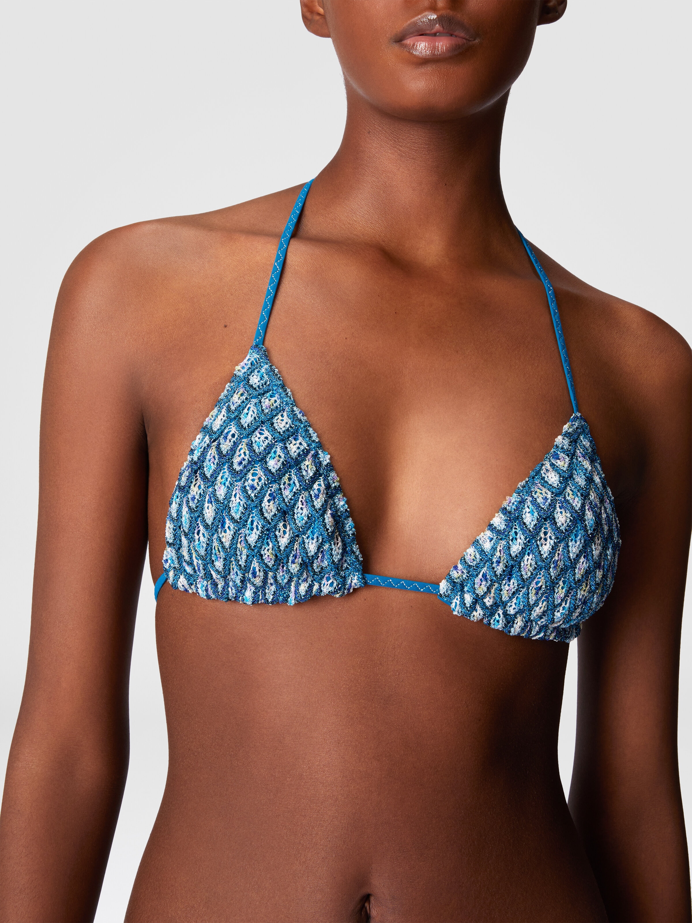 Lamé shell viscose triangle bikini, Multicoloured  - 3