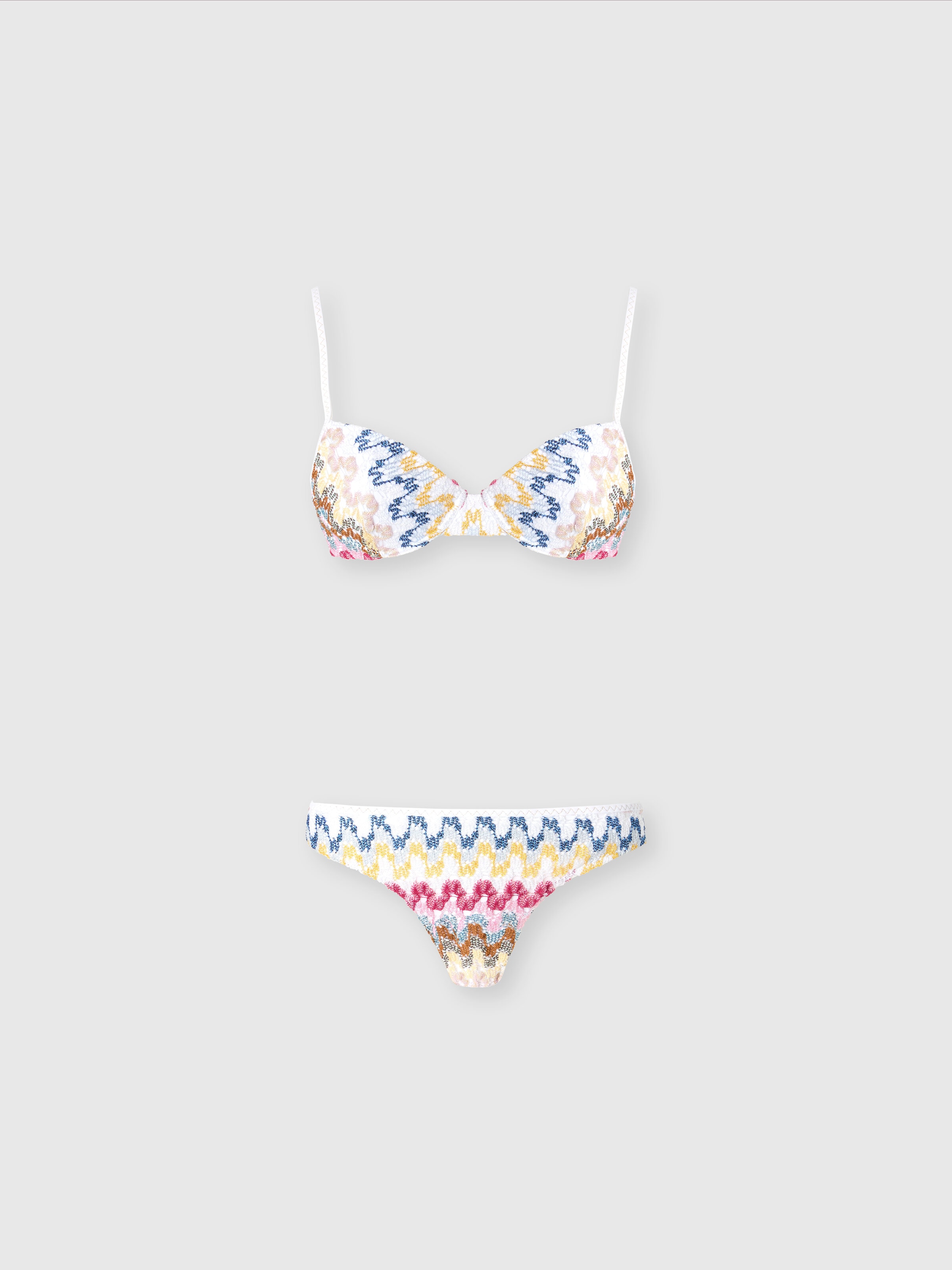 Bikini balconette de encaje de viscosa lamé, Multicolor  - 0