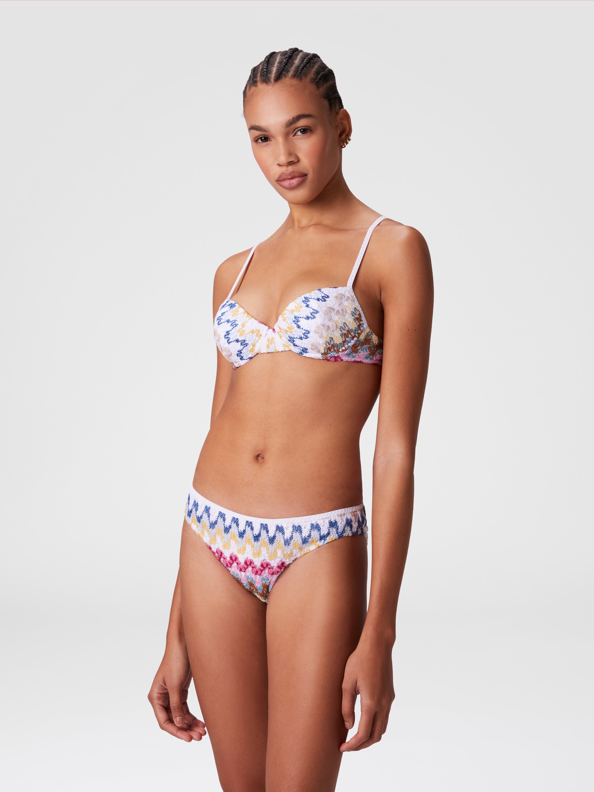Bikini balconette de encaje de viscosa lamé, Multicolor  - 1