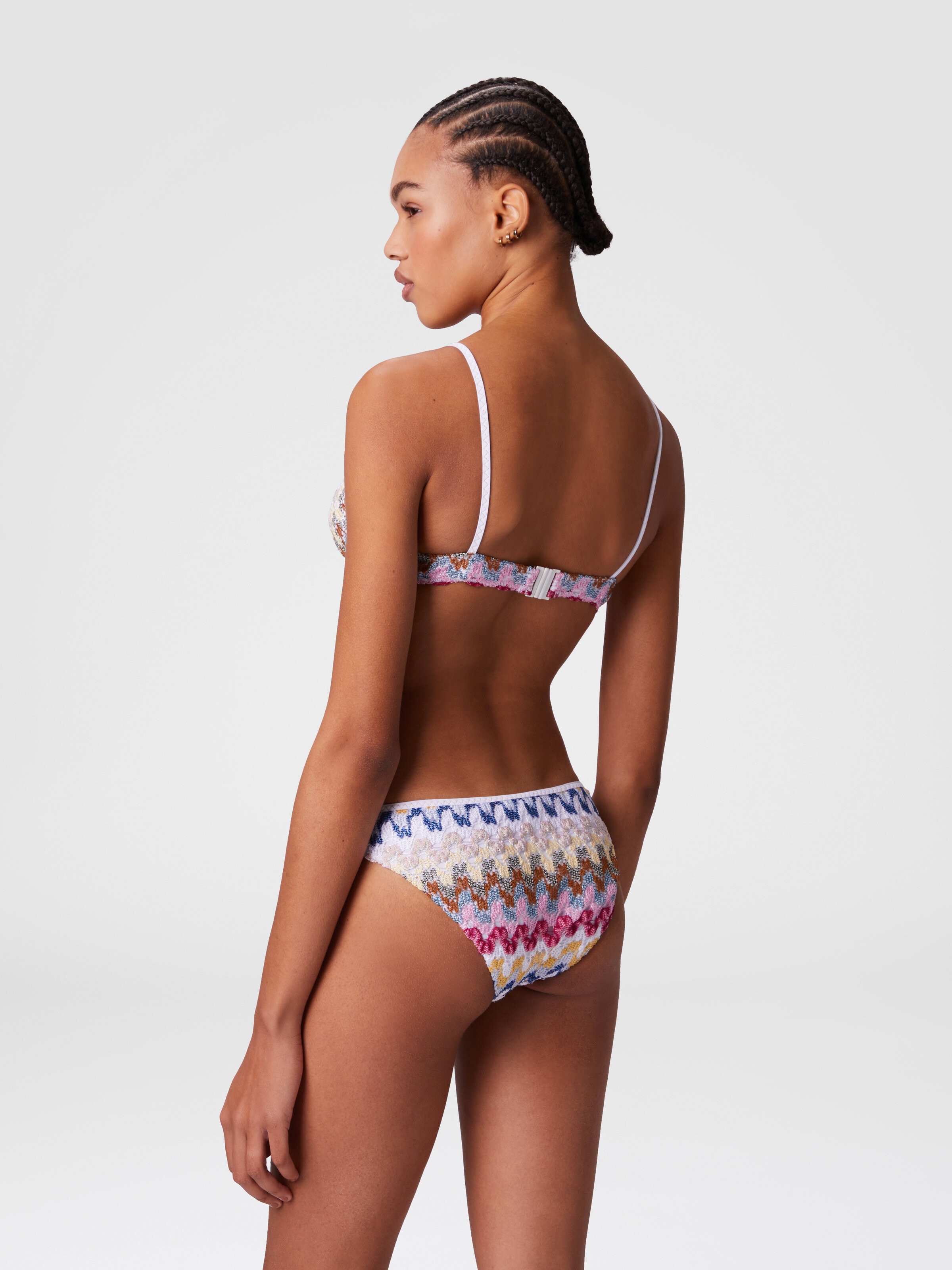 Bikini balconette de encaje de viscosa lamé, Multicolor  - 2