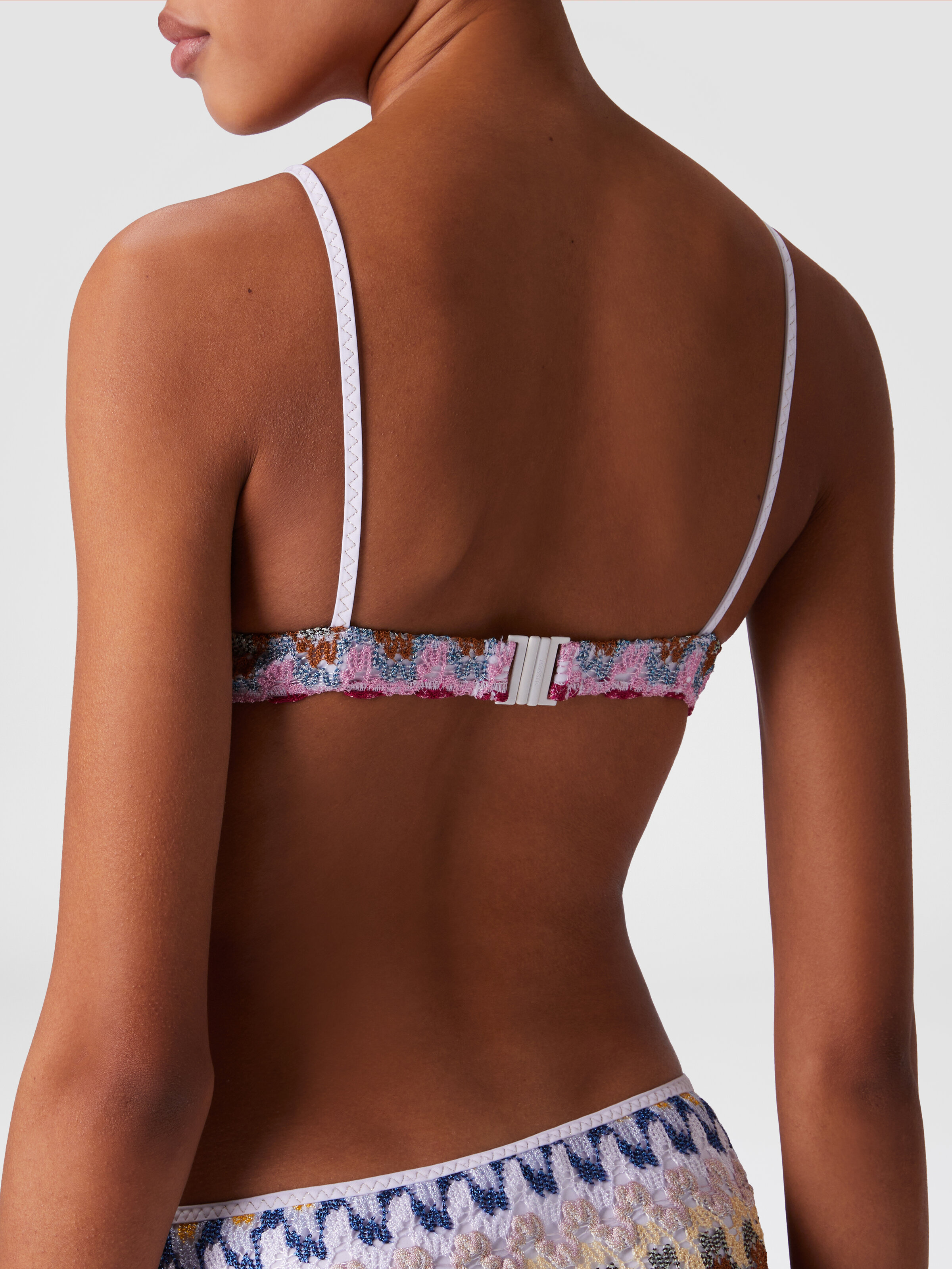 Bikini balconette de encaje de viscosa lamé, Multicolor  - 4