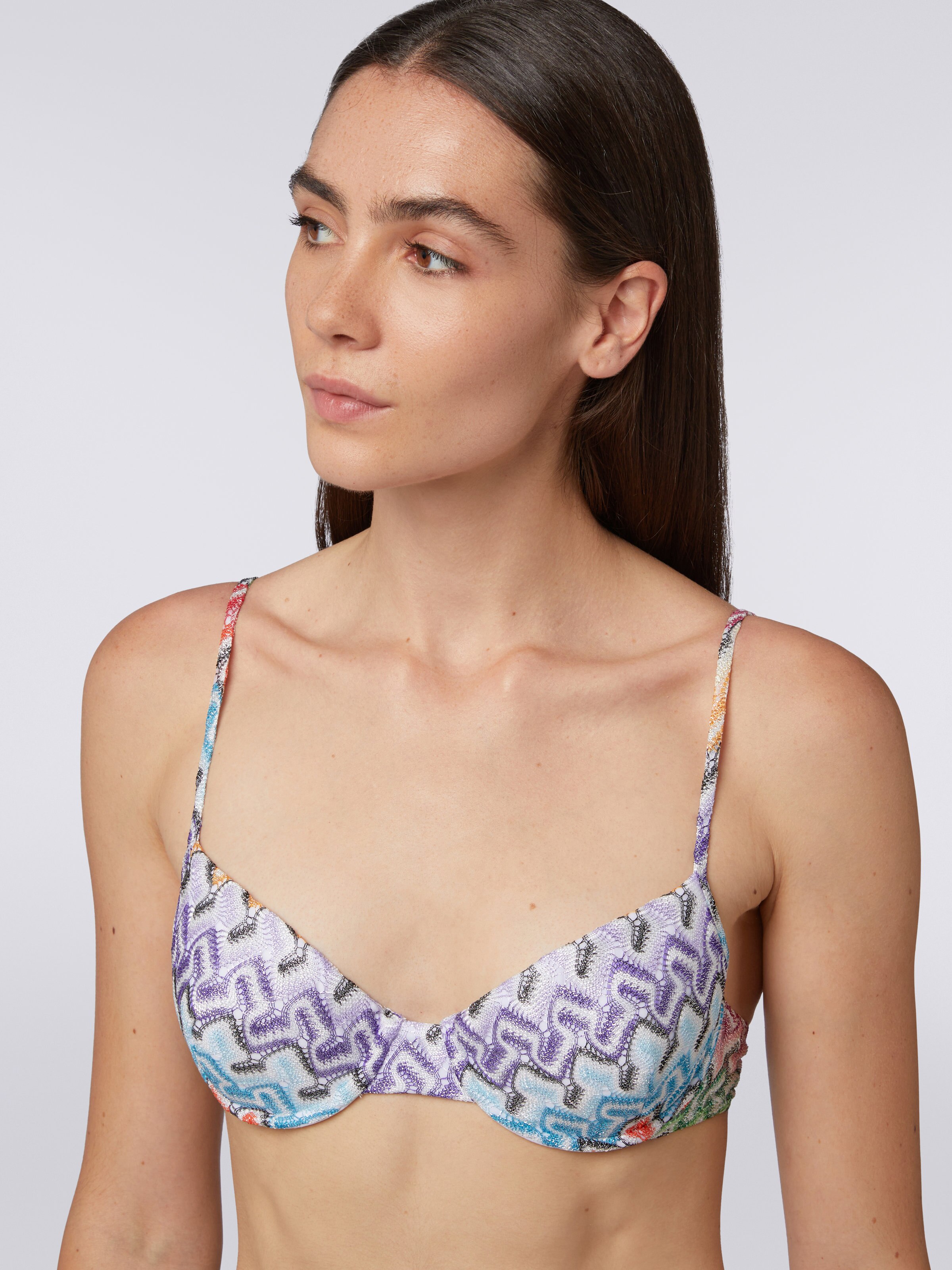 Lace-effect viscose knit bikini, Multicoloured - 4