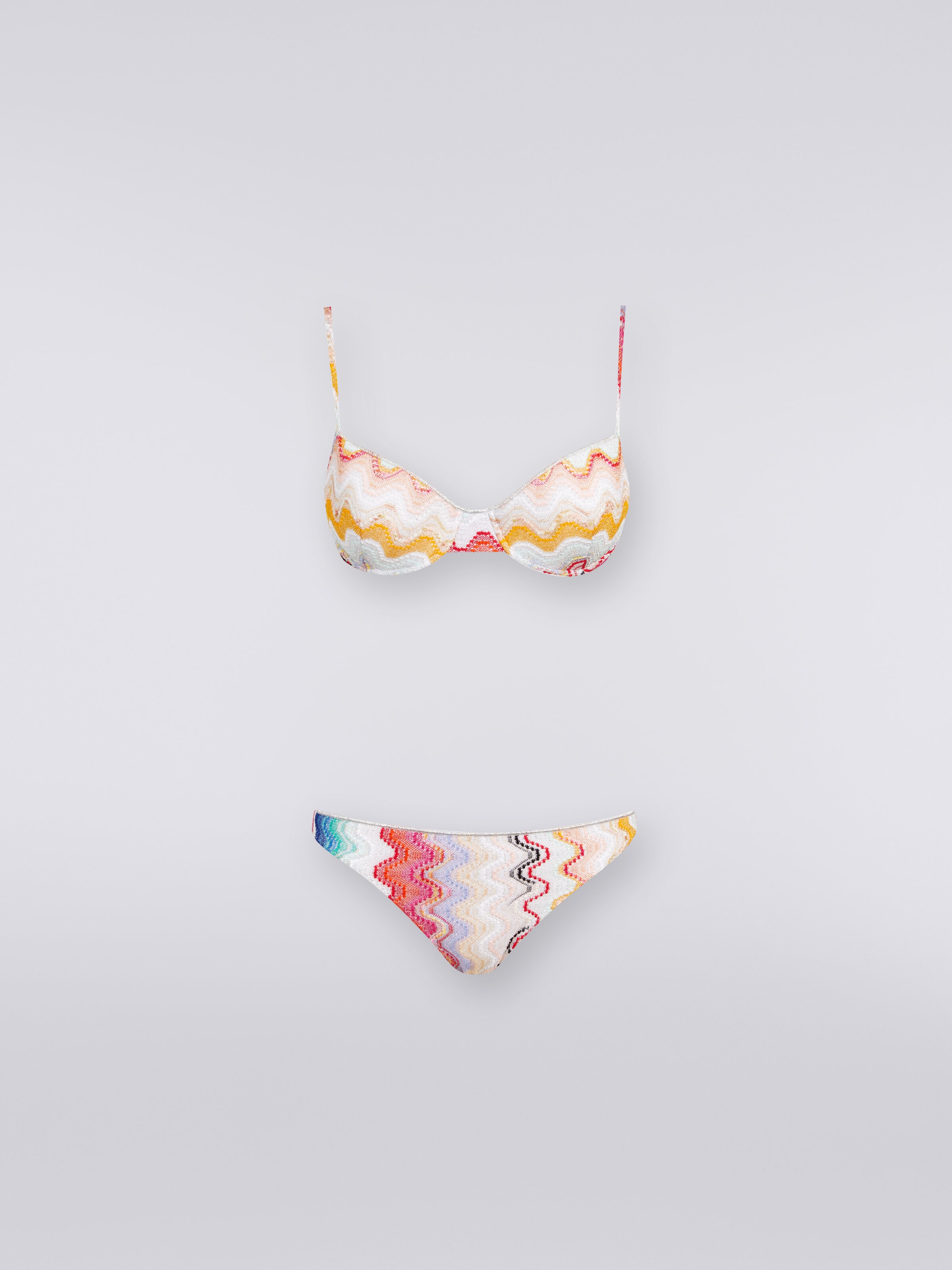 Wave crochet bikini with lurex, Multicoloured  - 0