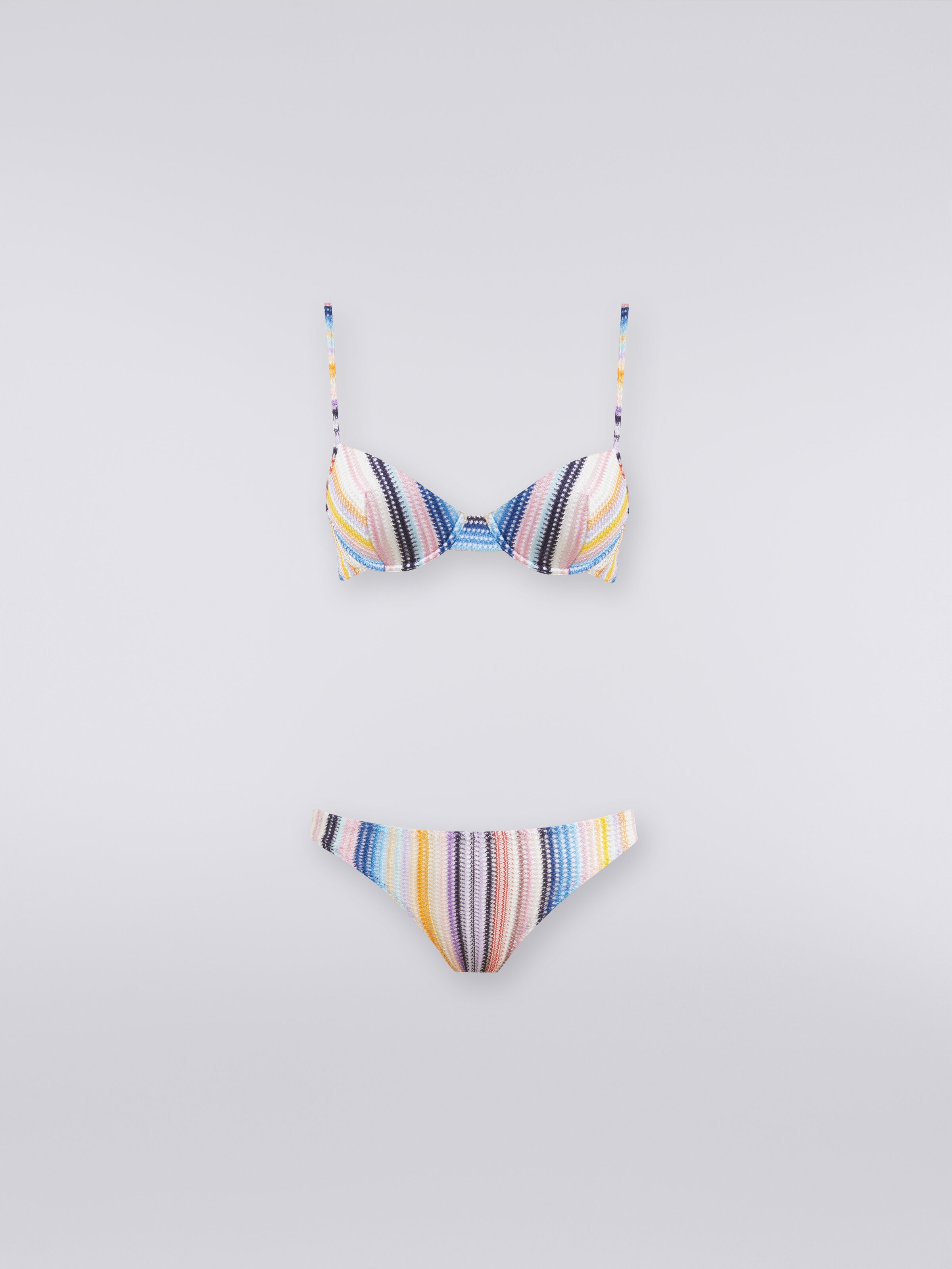 Bikini en maille de viscose rayée, Multicolore  - 0