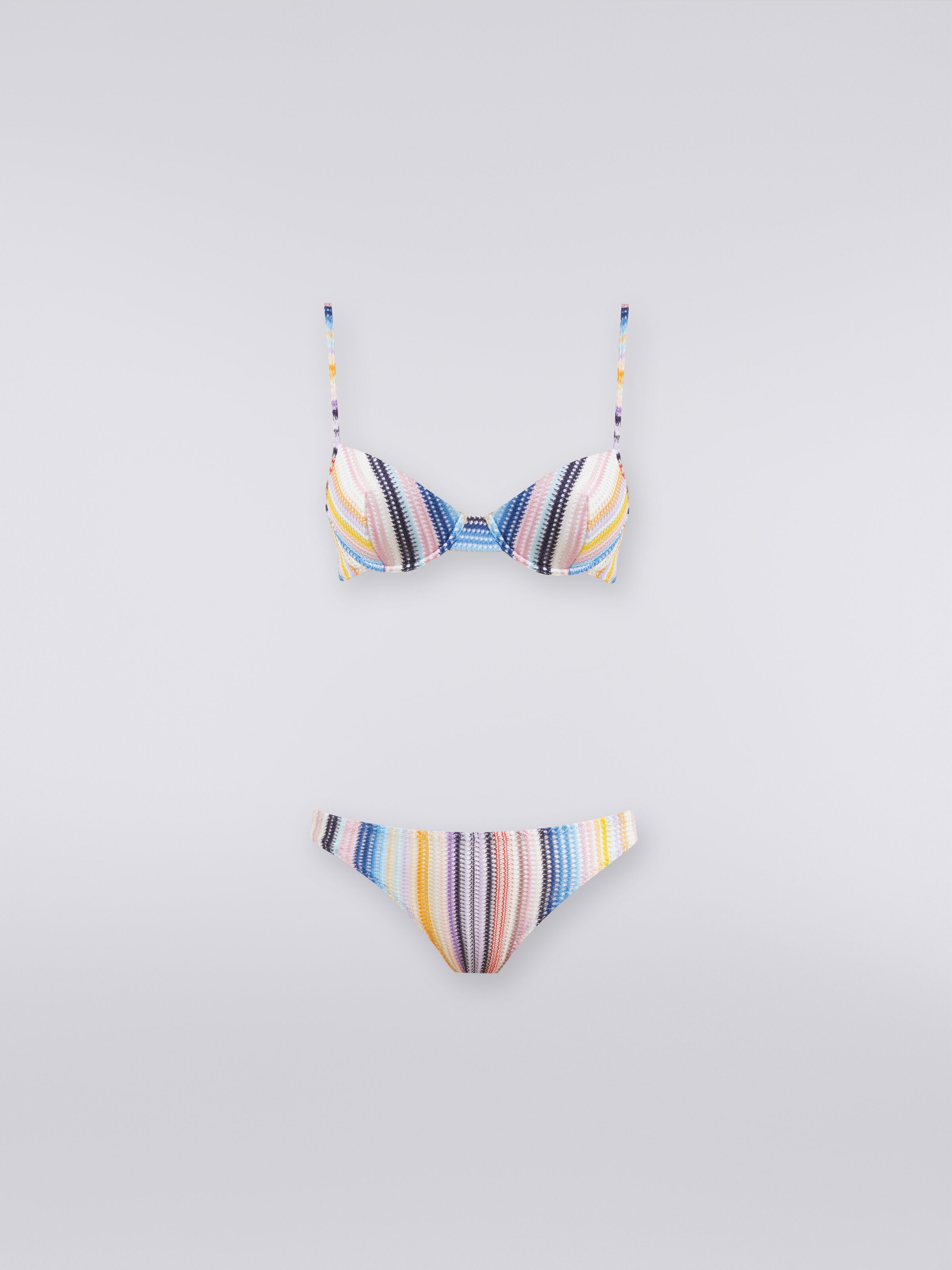 Bikini in maglia di viscosa rigata, Multicolore  - 0
