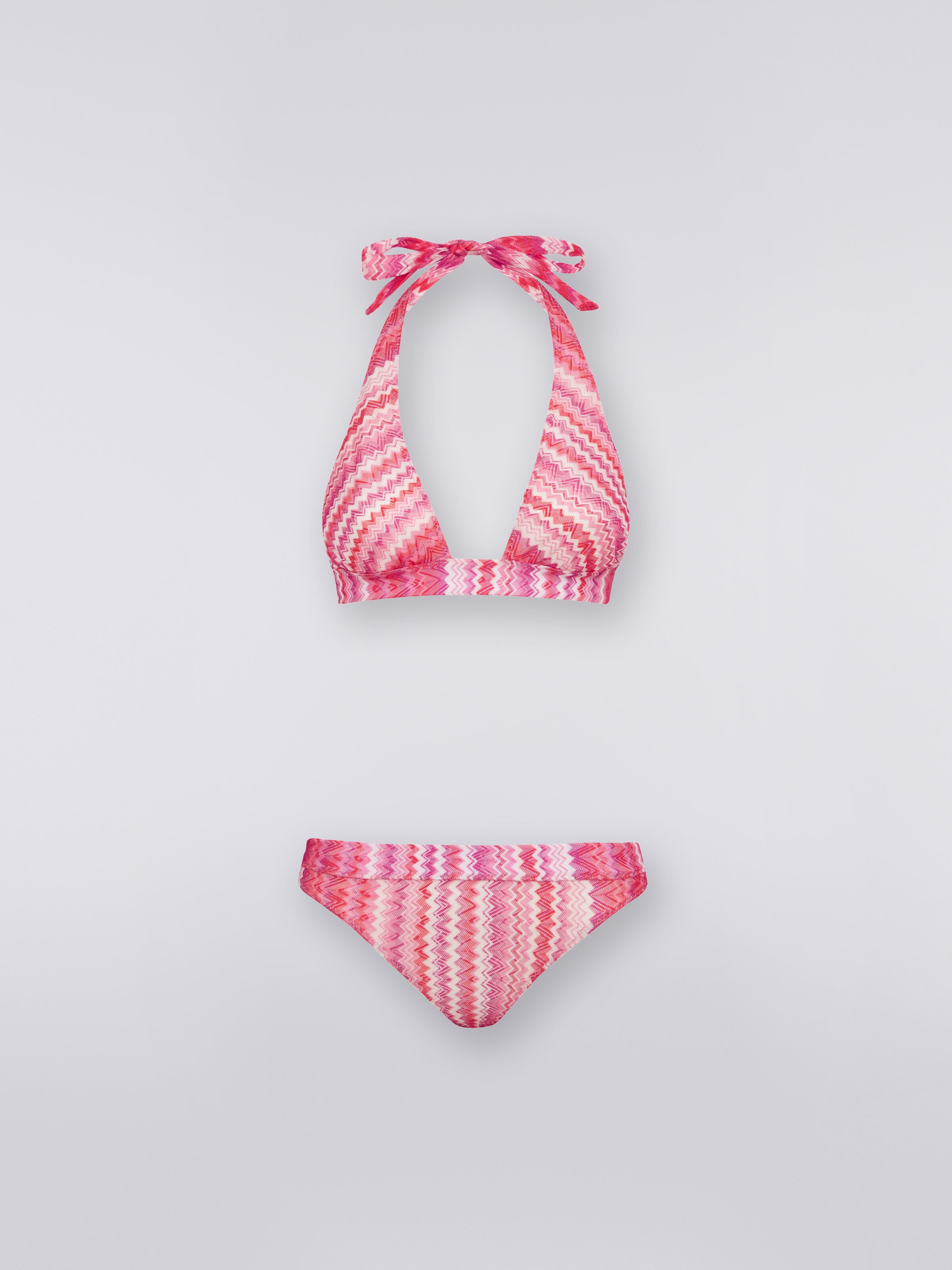 Multi-striped zigzag bikini, Pink   - 0