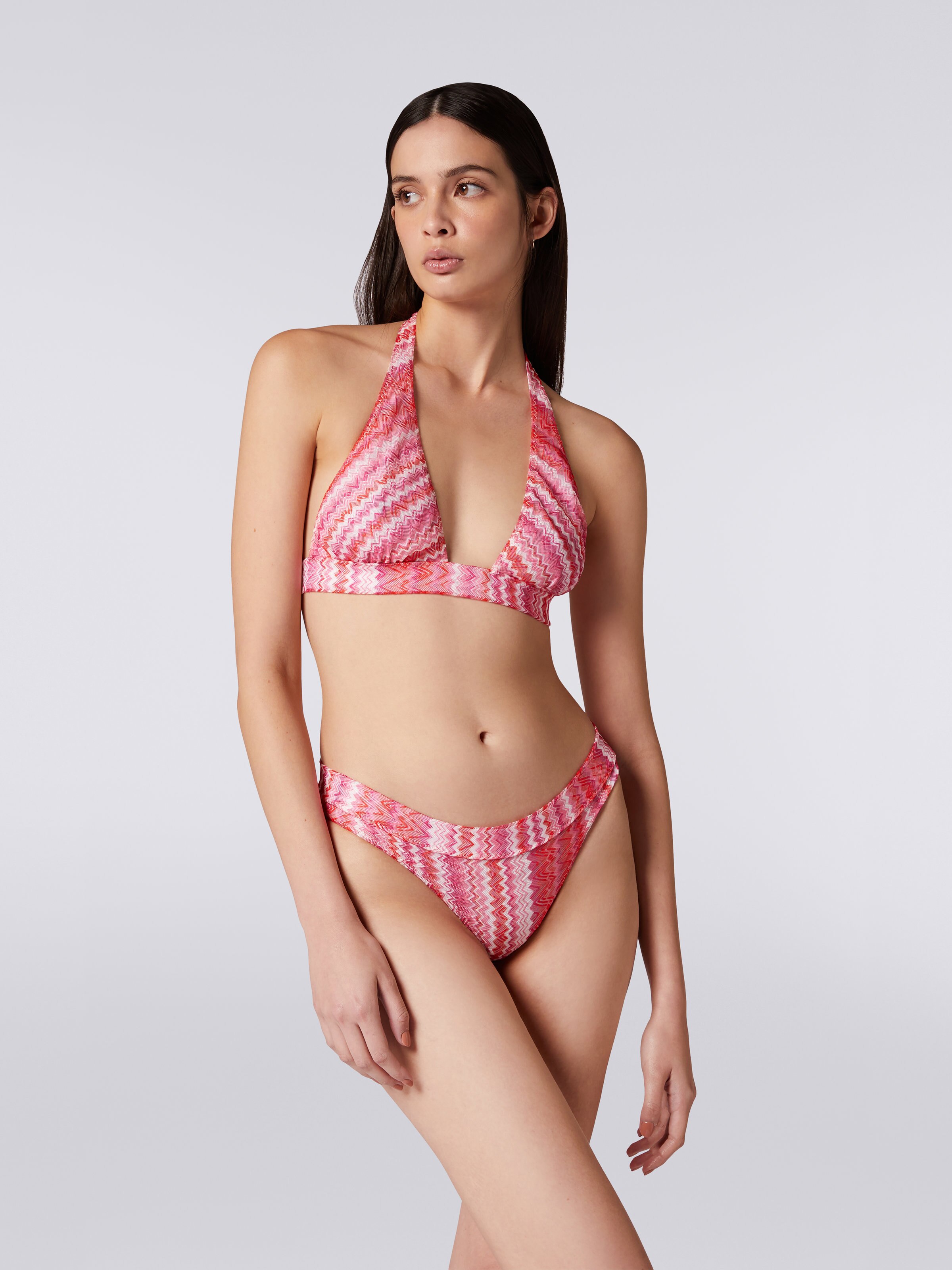 Multi-striped zigzag bikini, Pink   - 1