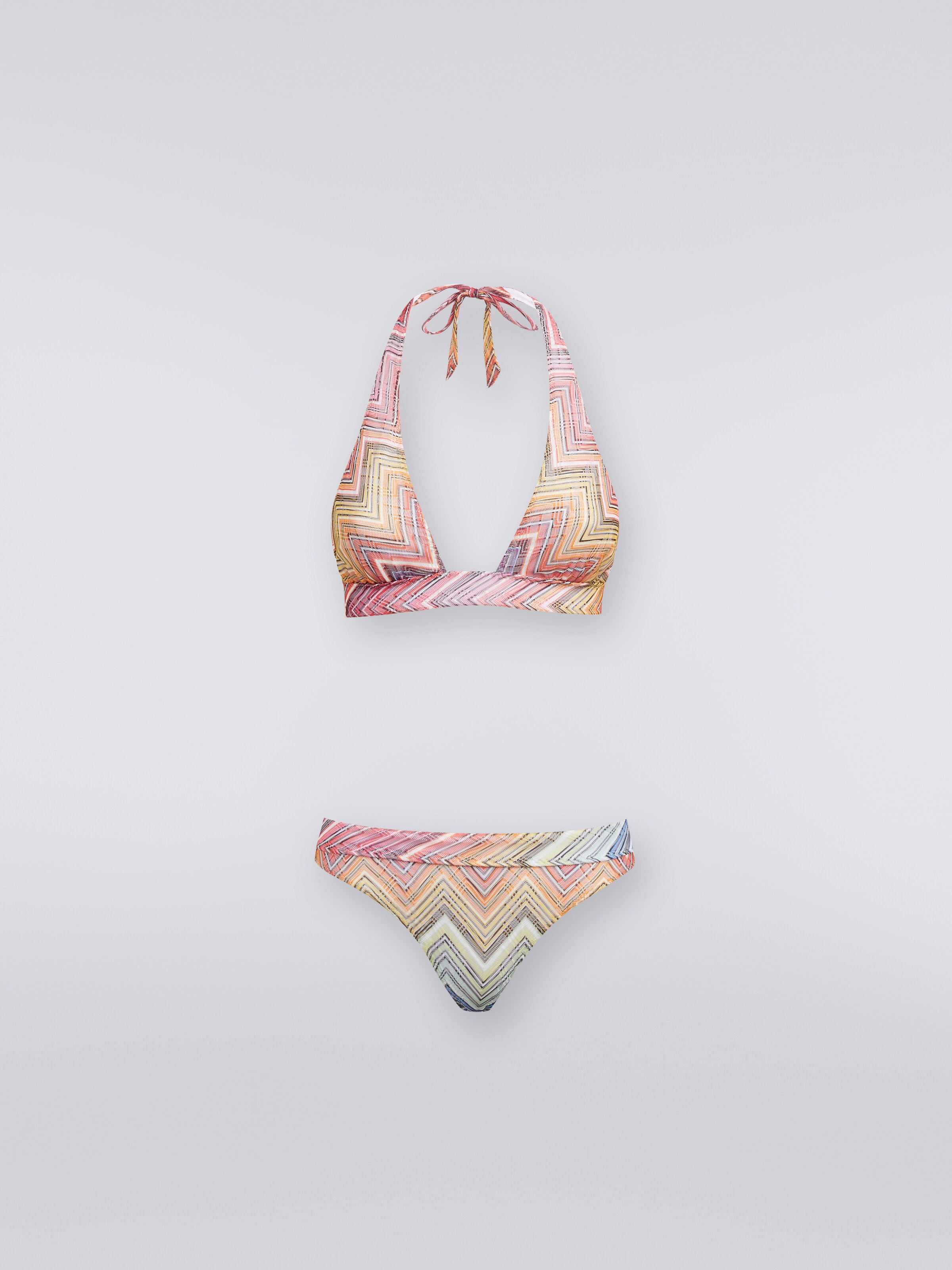 Bikini de tejido estampado zigzag, Multicolor  - 0