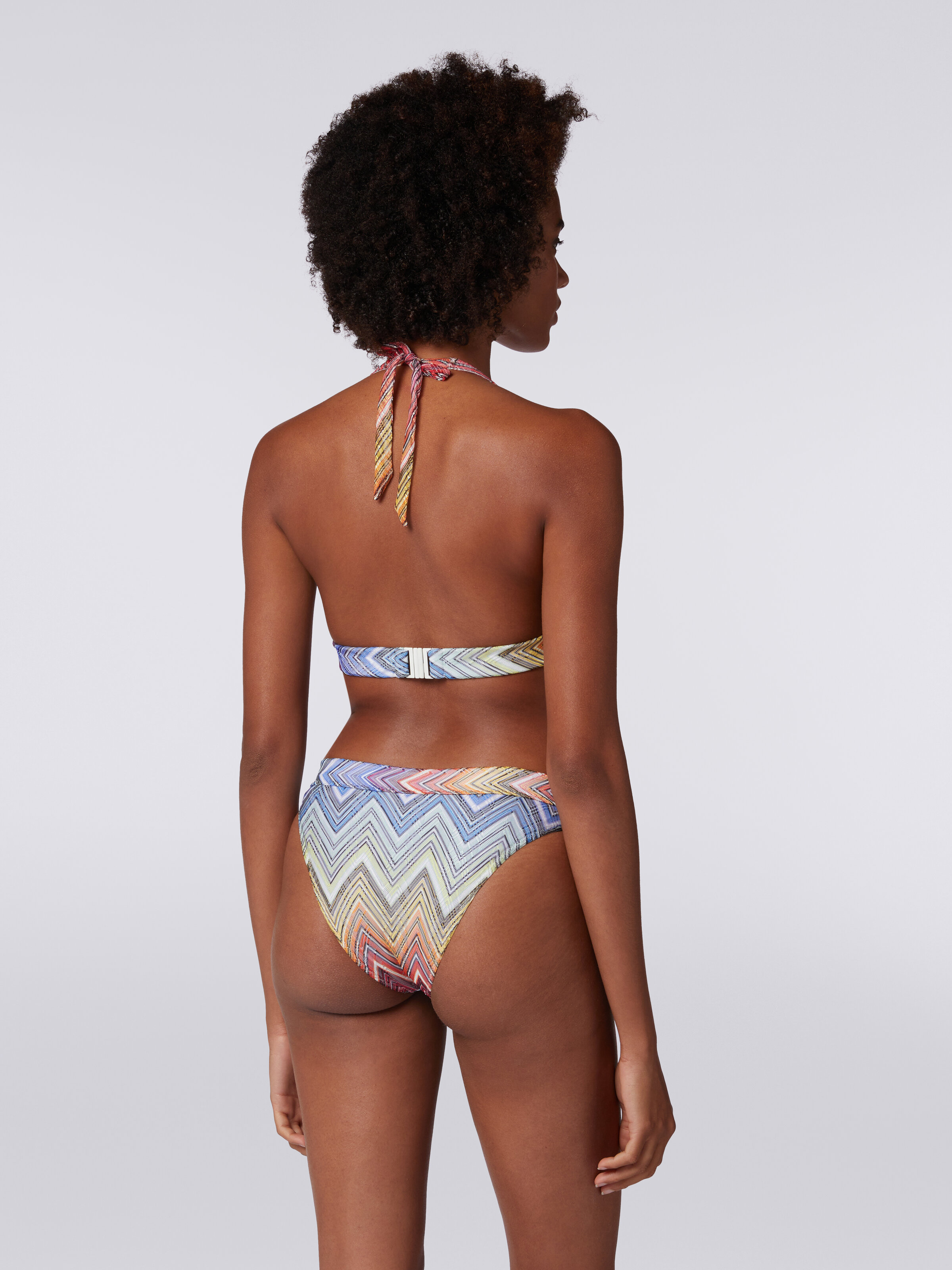 Bikini de tejido estampado zigzag, Multicolor  - 3