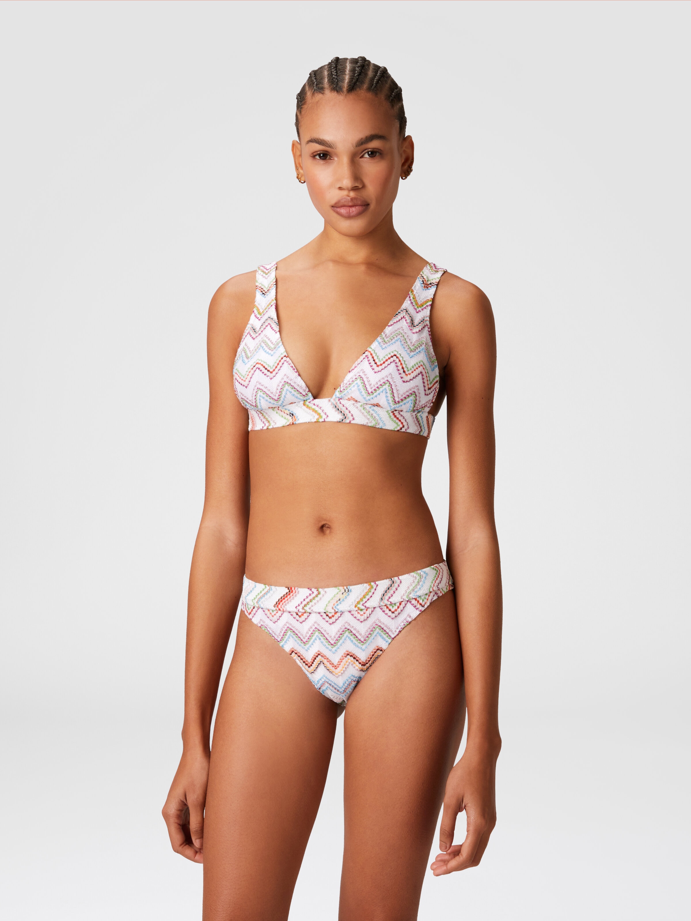 3D lamé zigzag bikini, Multicoloured  - 1