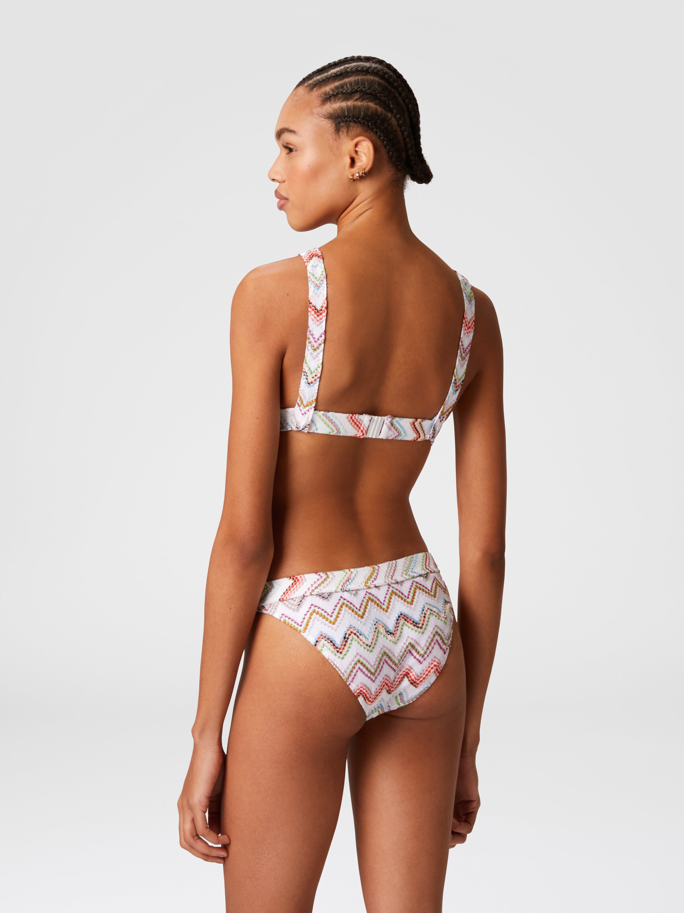 3D lamé zigzag bikini, Multicoloured  - 2