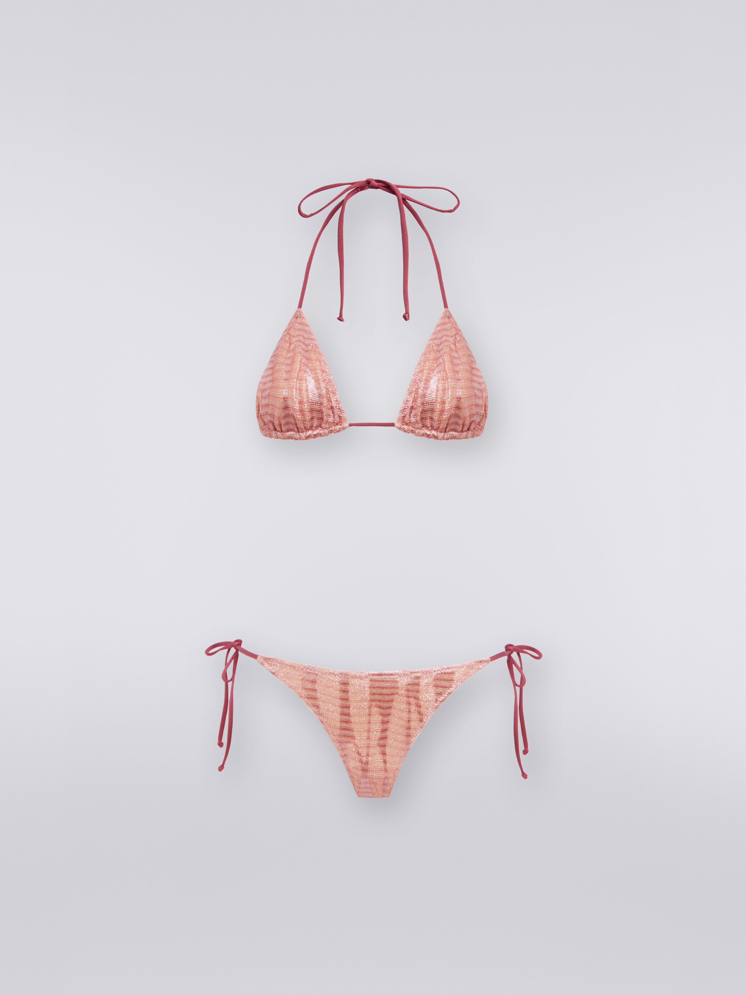 Jacquard viscose knit bikini, Pink - 0