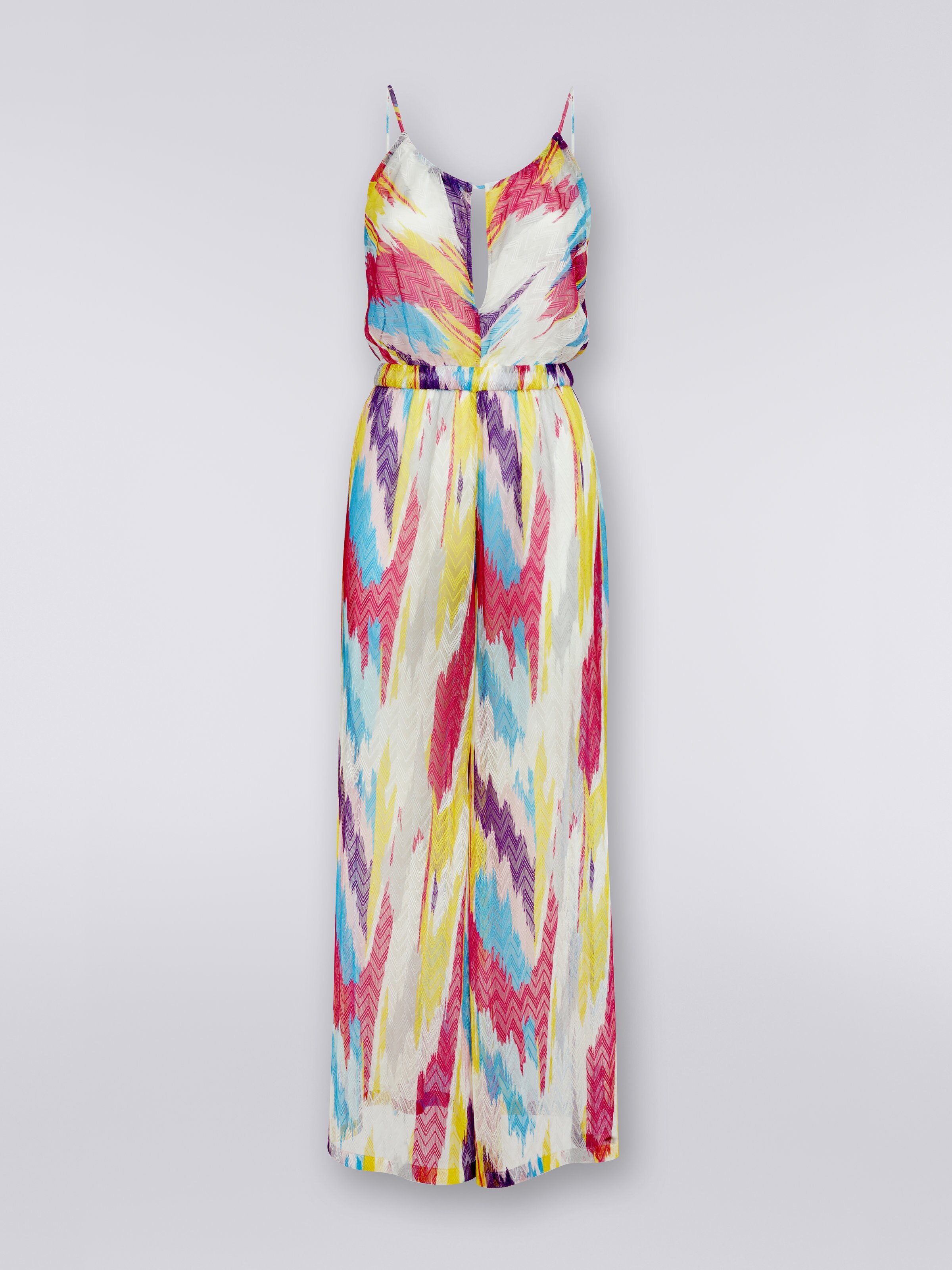 Slub tulle cover up jumpsuit, Multicoloured  - 0