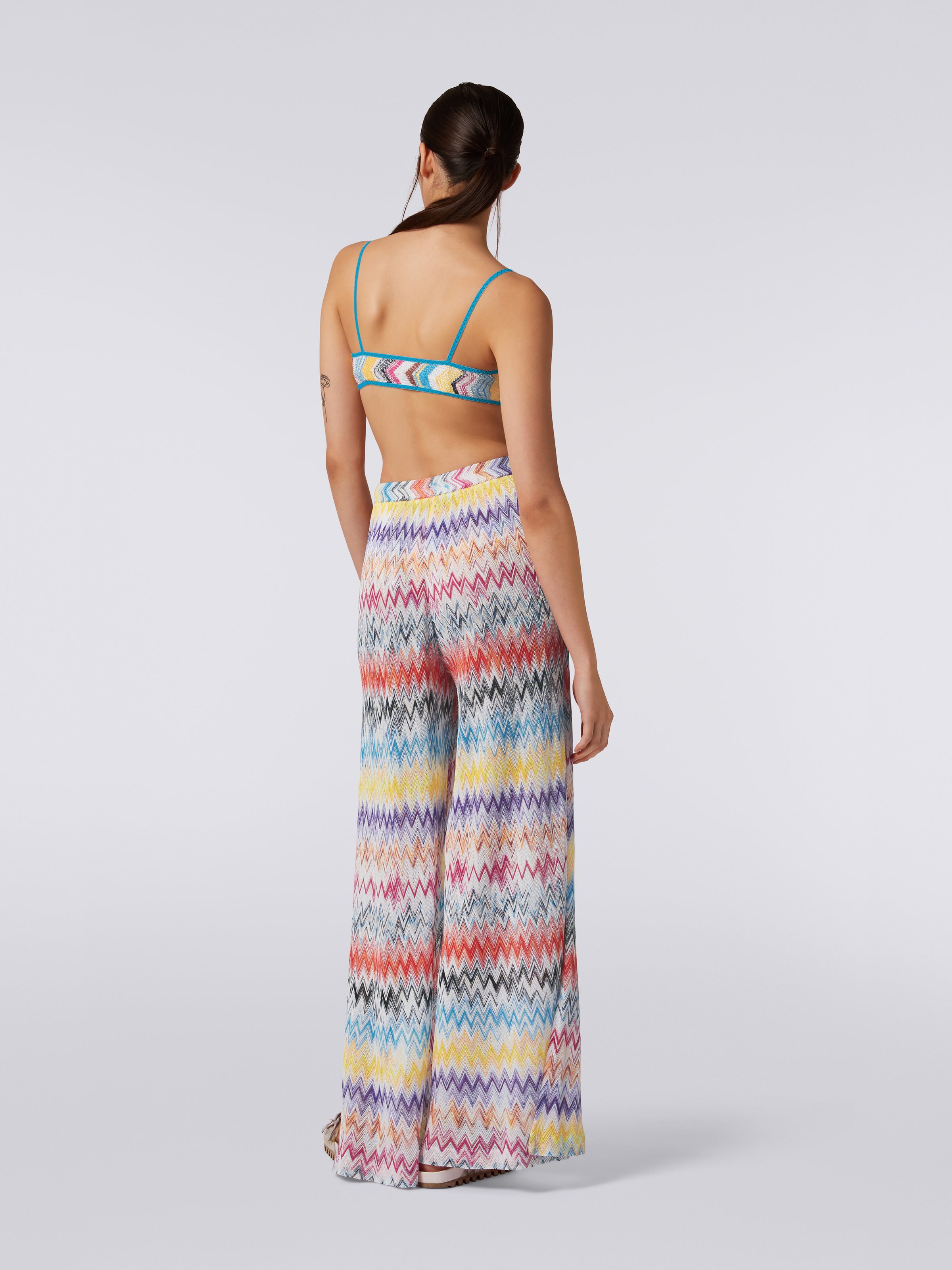 Pantalon de plage en viscose avec fente latérale, Multicolore  - 3