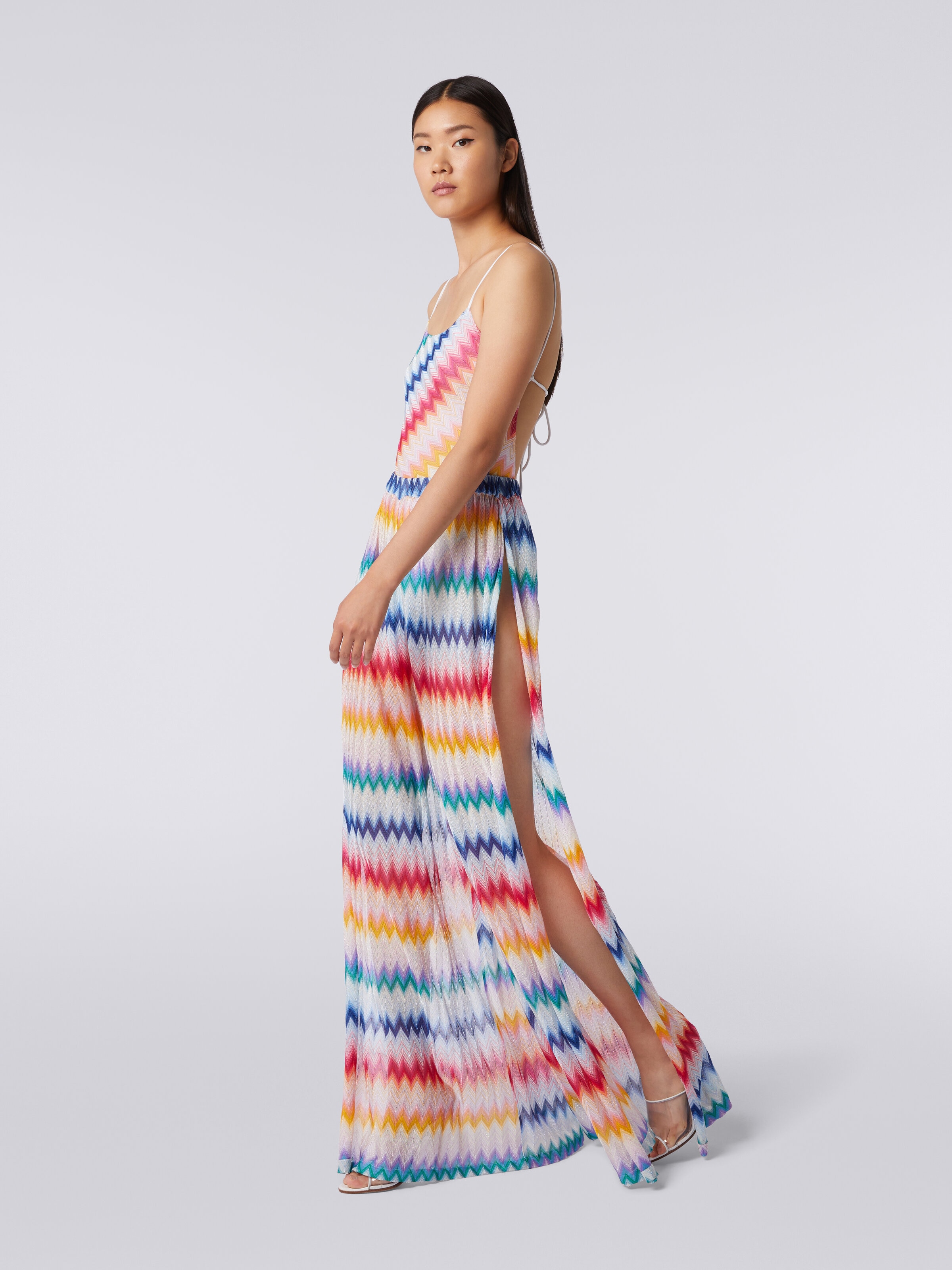 Zigzag cover up trousers with lurex, Multicoloured  - 2