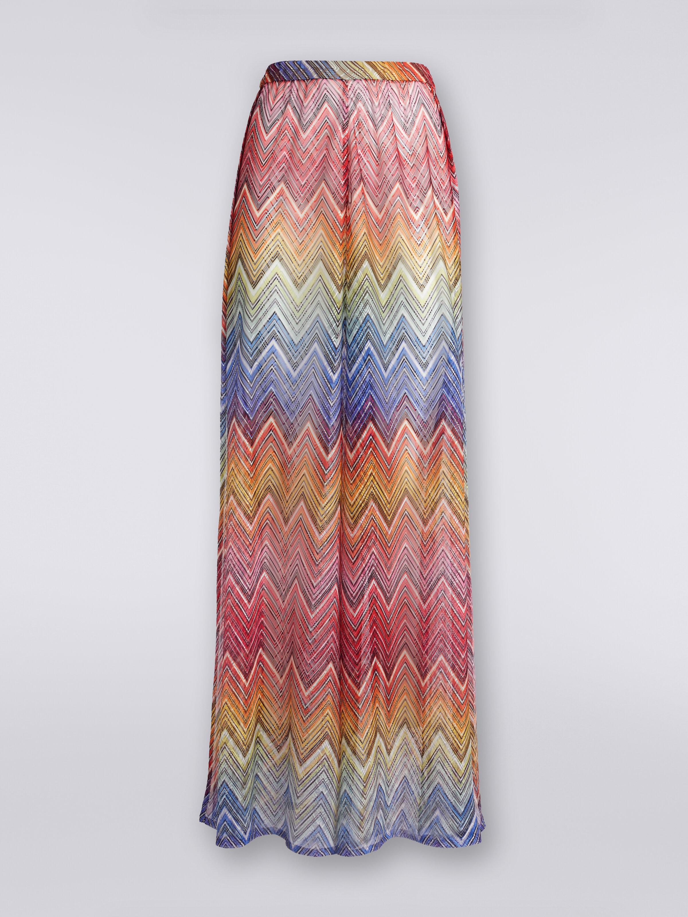 Cover up trousers in zigzag print fabric, Multicoloured  - 0