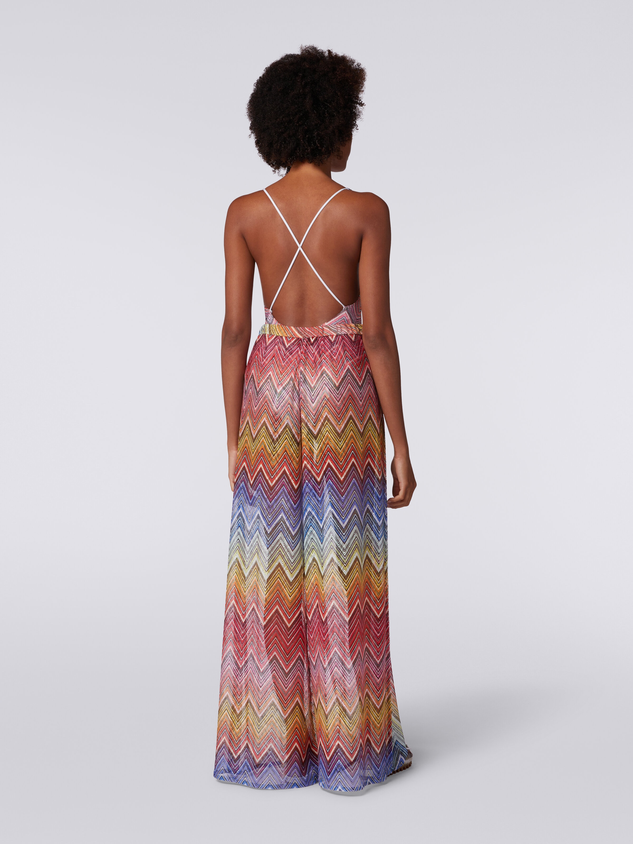 Pantalon de plage en tissu à imprimé à zig zag, Multicolore  - 3