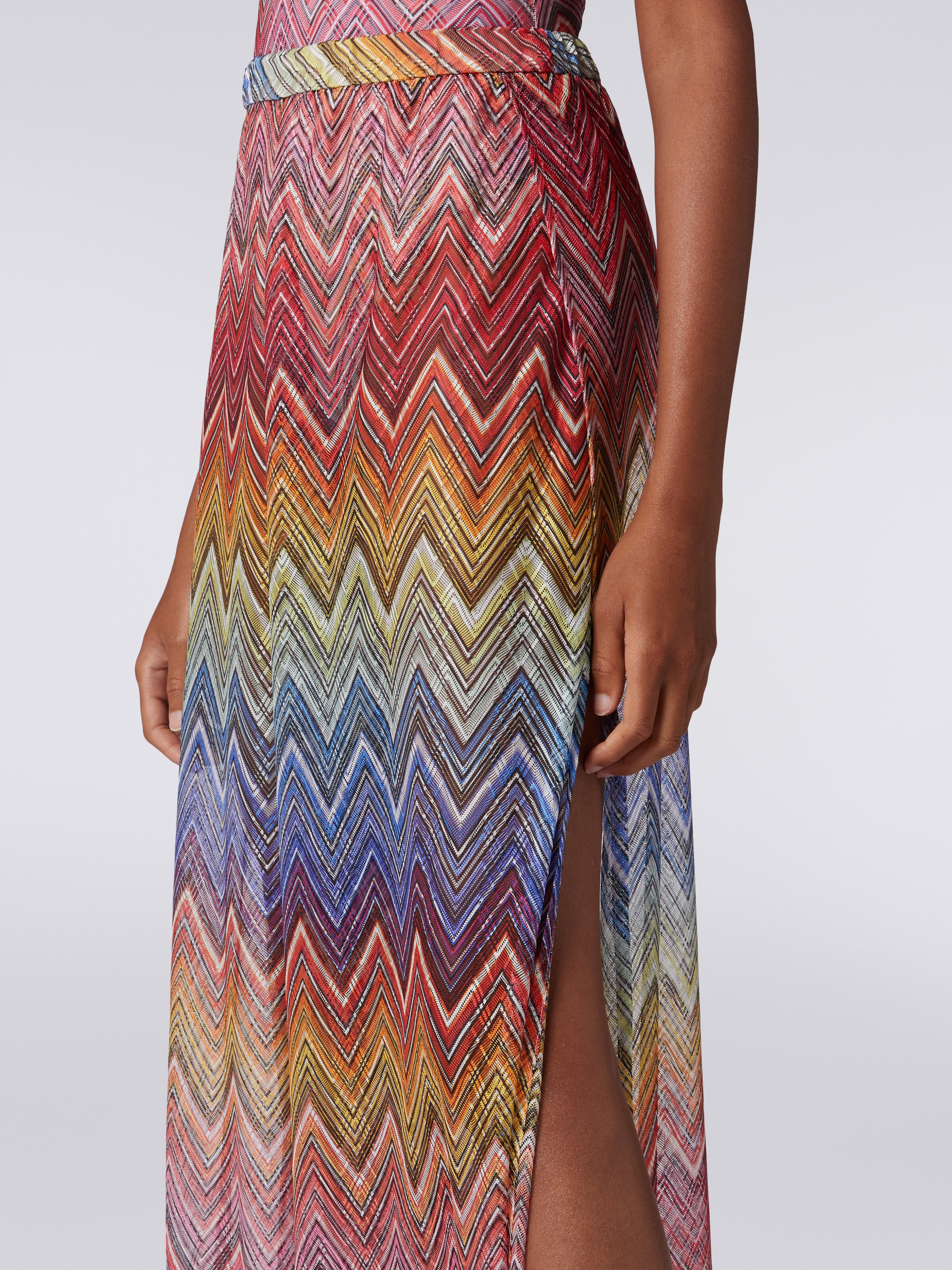 Cover up trousers in zigzag print fabric, Multicoloured  - 4
