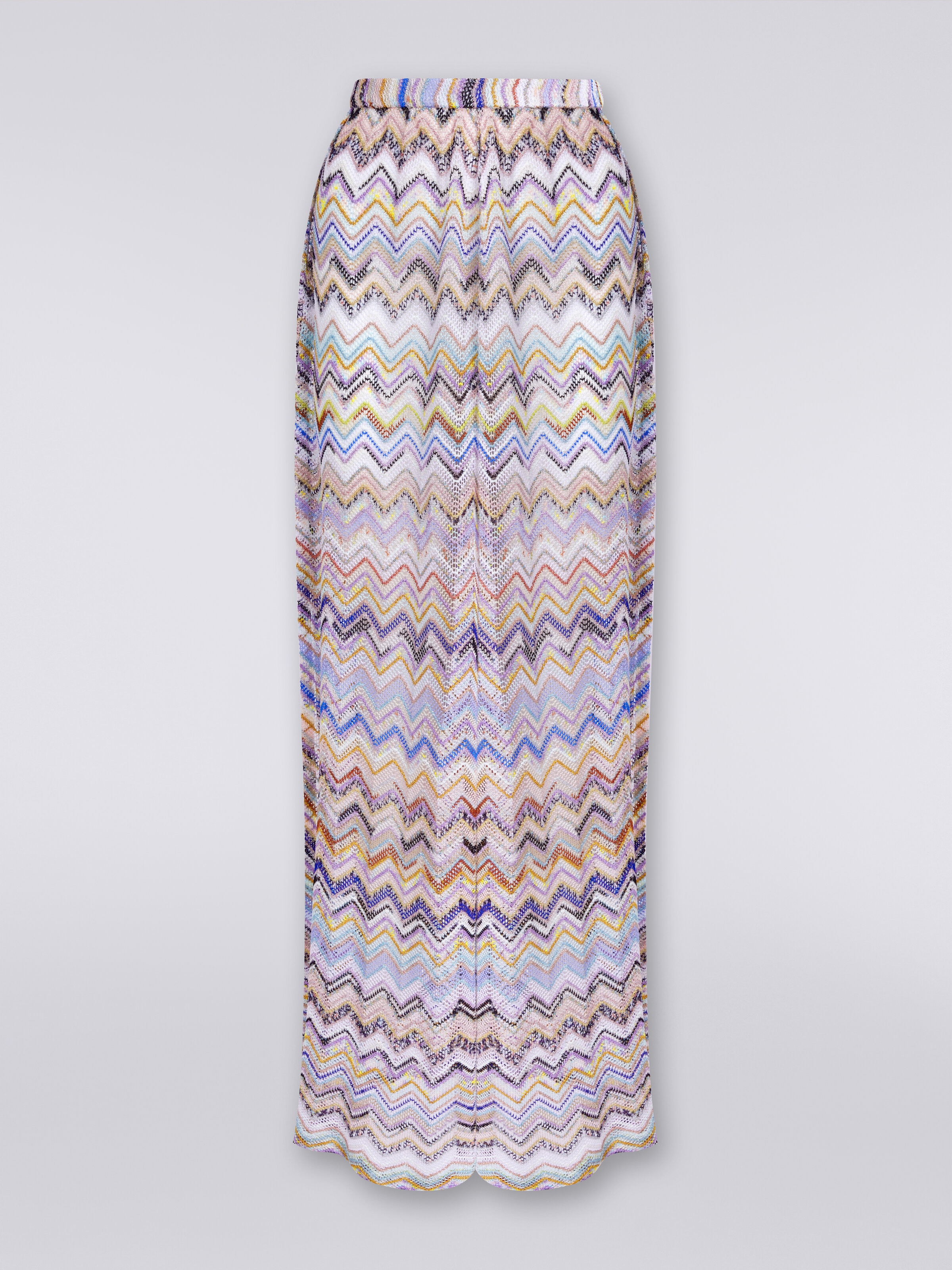 Pantaloni in maglia di viscosa a rete zig zag con lurex, Multicolore  - 0