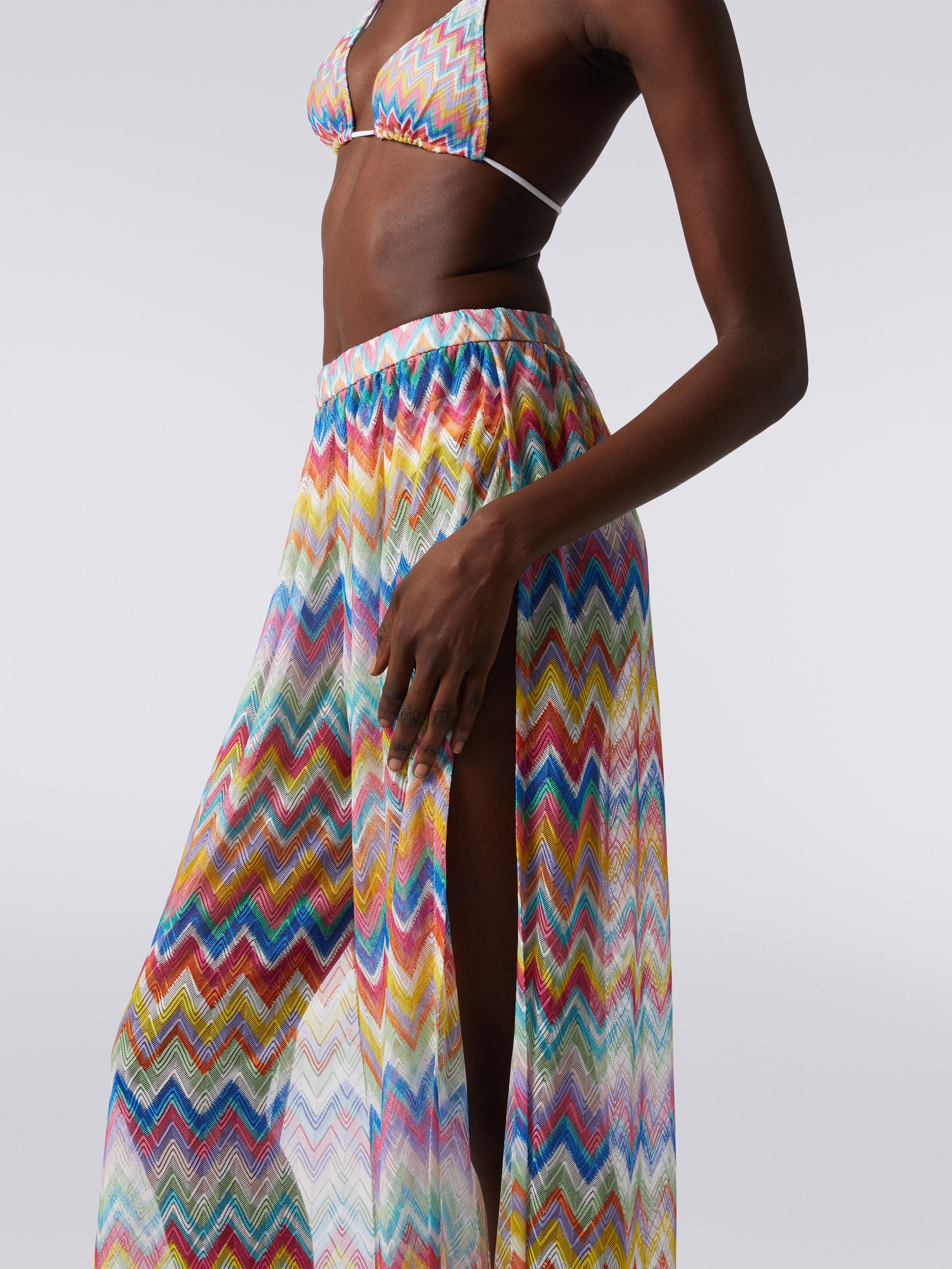 Cover-up trousers with zigzag print , Multicoloured  - 4