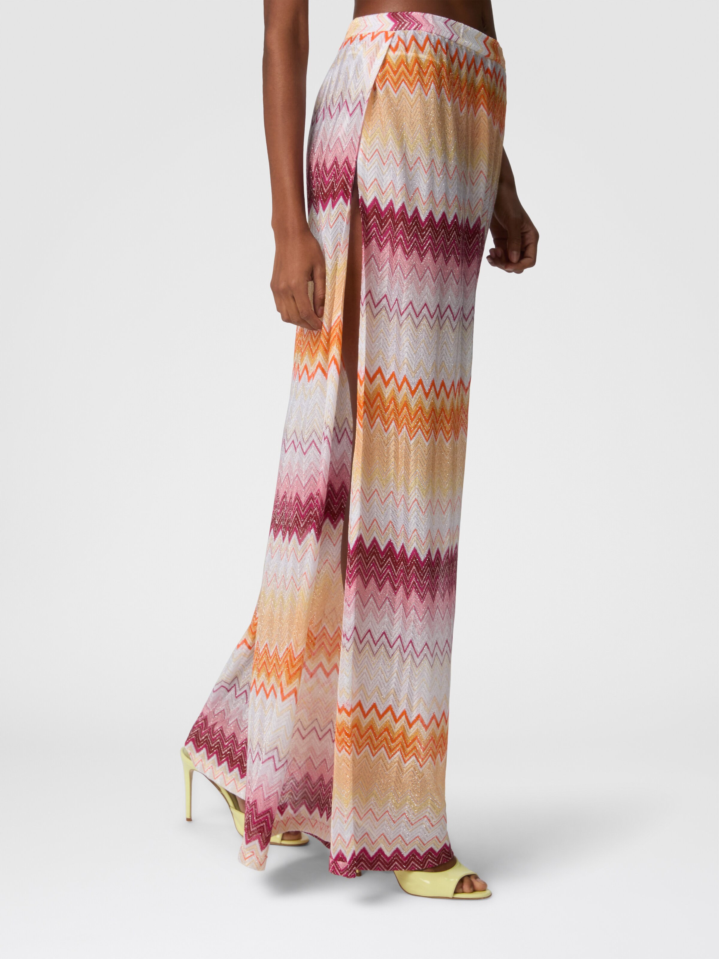 Classic trousers in a viscose blend zig zag lamé, Multicoloured  - 3