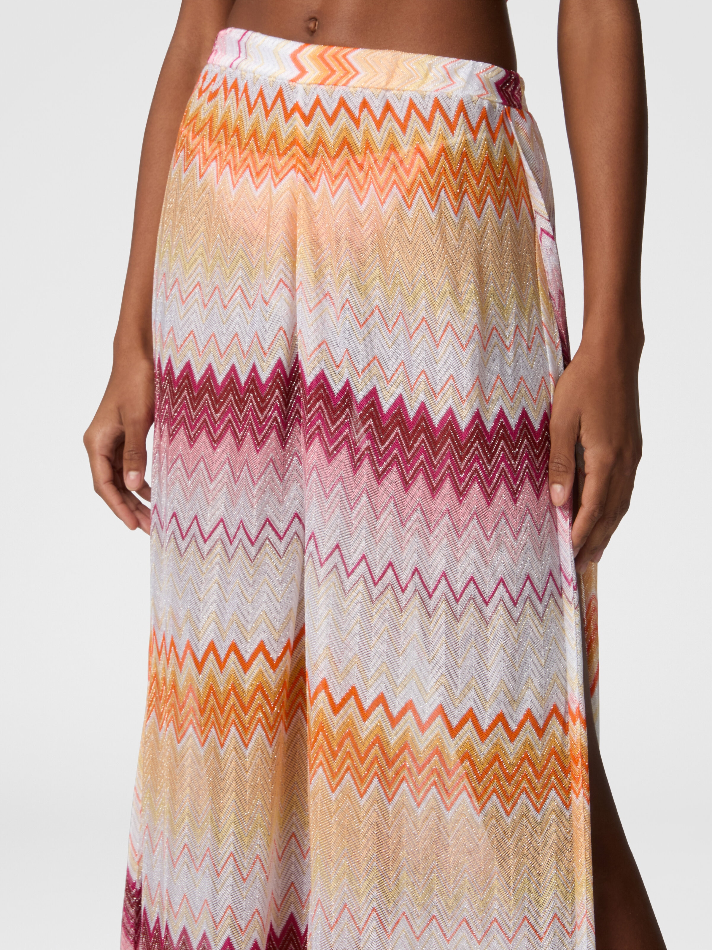 Classic trousers in a viscose blend zig zag lamé, Multicoloured  - 4