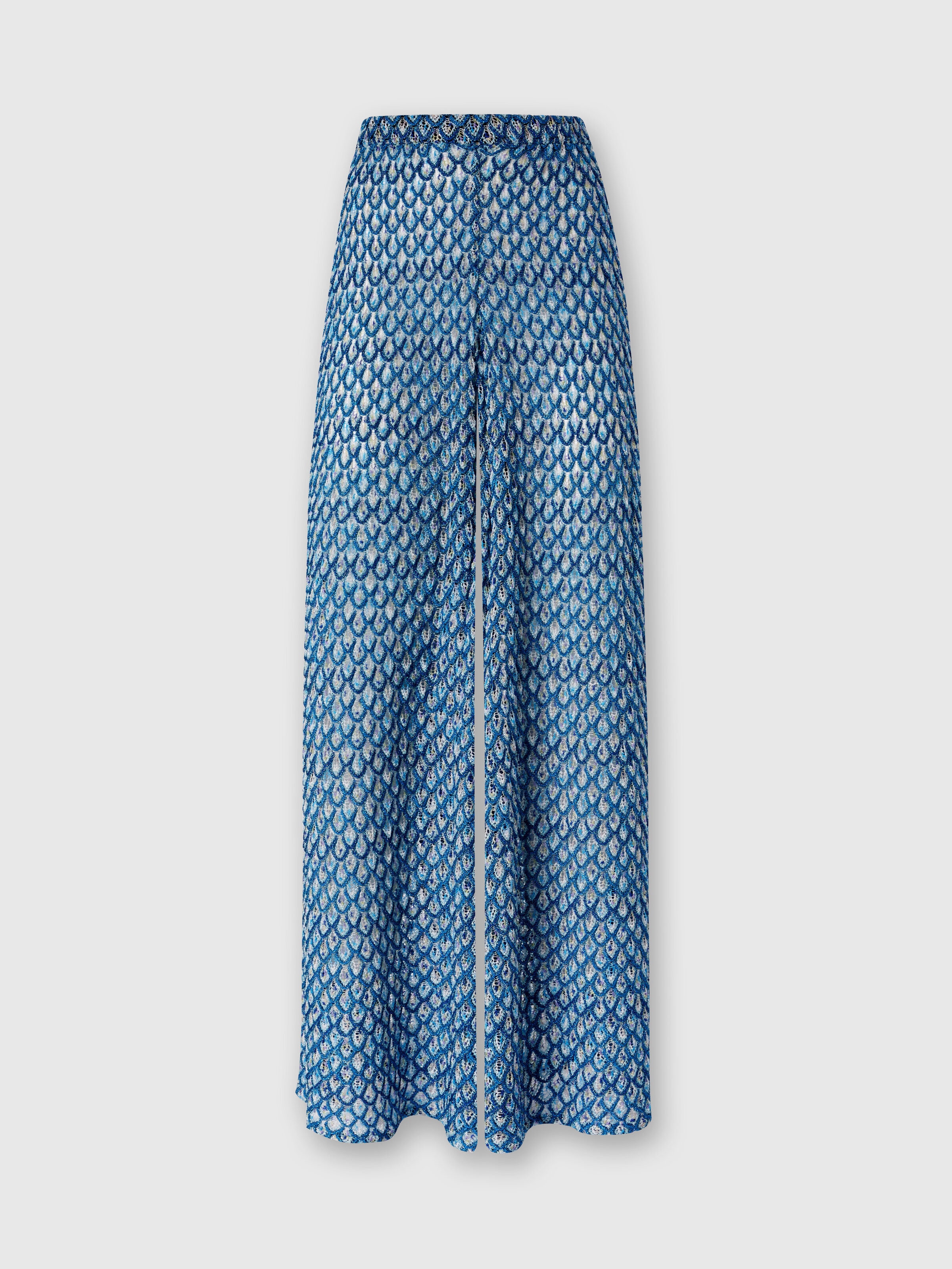 Viscose trousers with lamé shell motif, Multicoloured  - 0