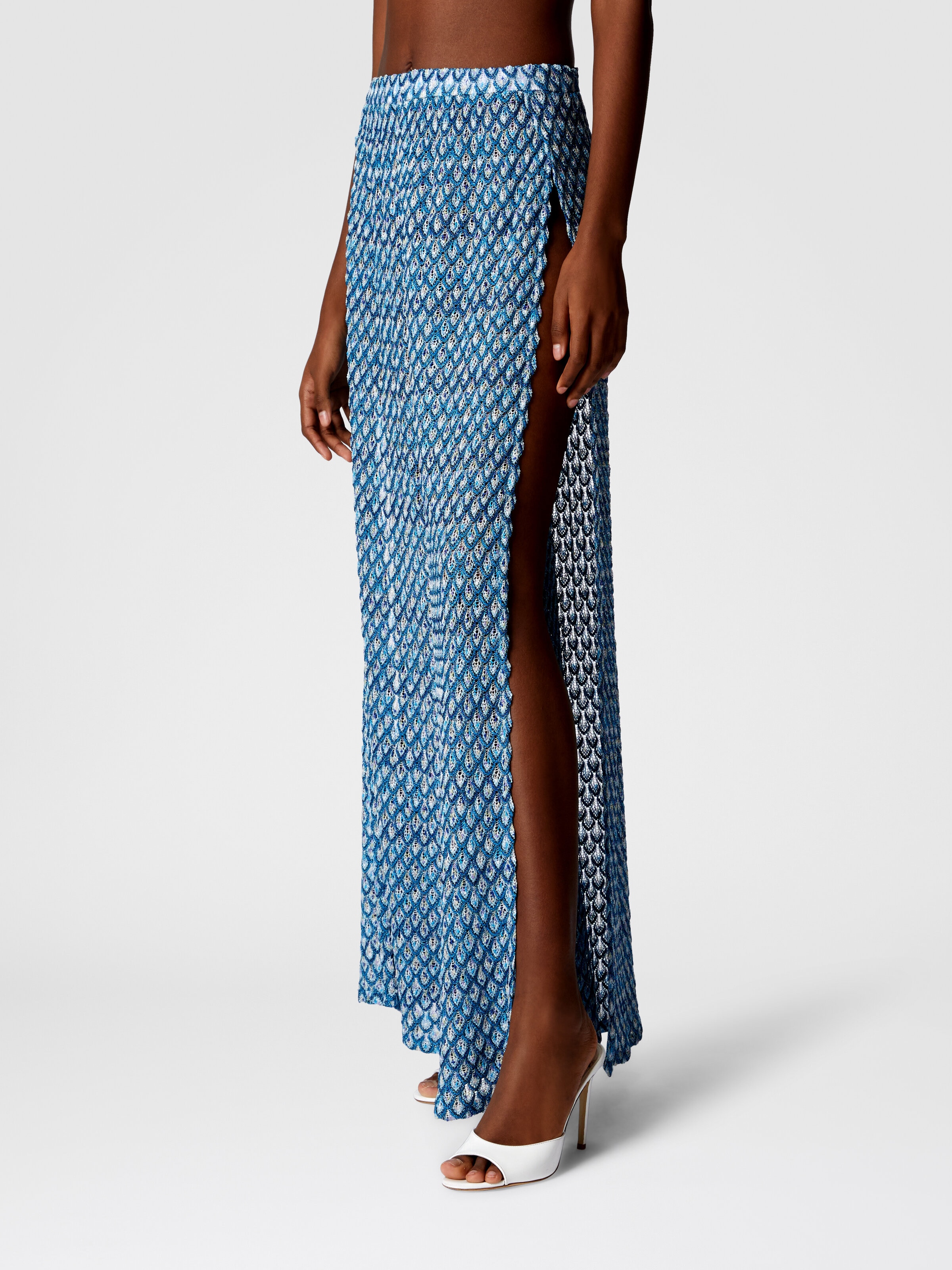 Viscose trousers with lamé shell motif, Multicoloured  - 3