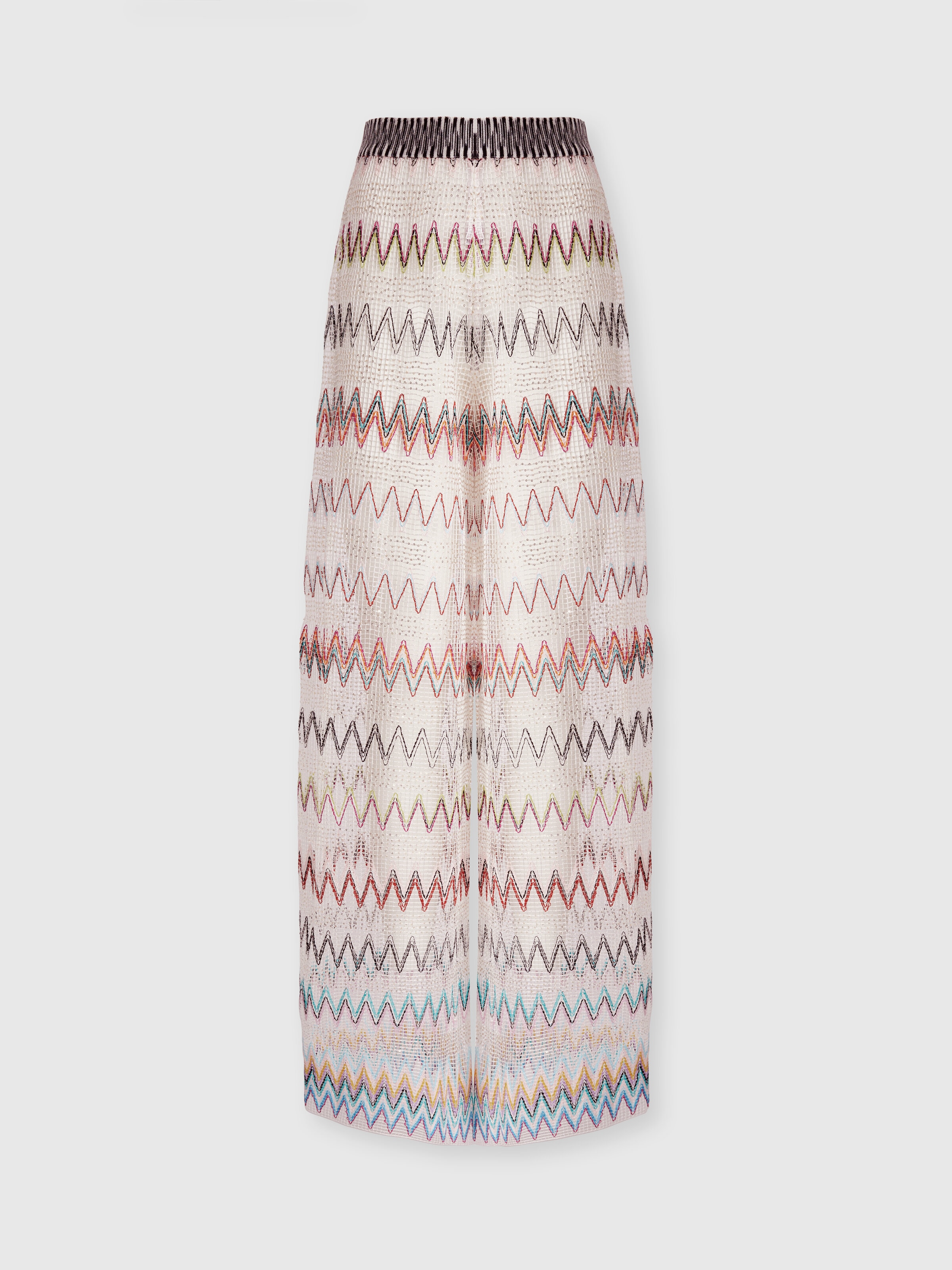 Zig zag mesh cover-up trousers with sequins, Multicoloured  - 0