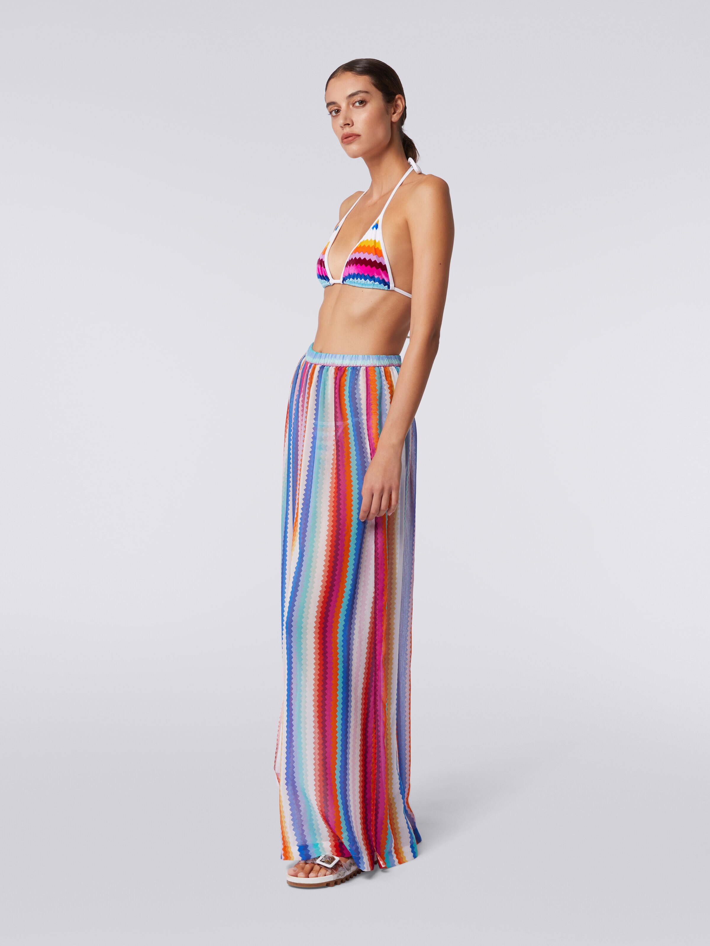 Cover up trousers in zigzag cotton and silk, Multicoloured  - 2
