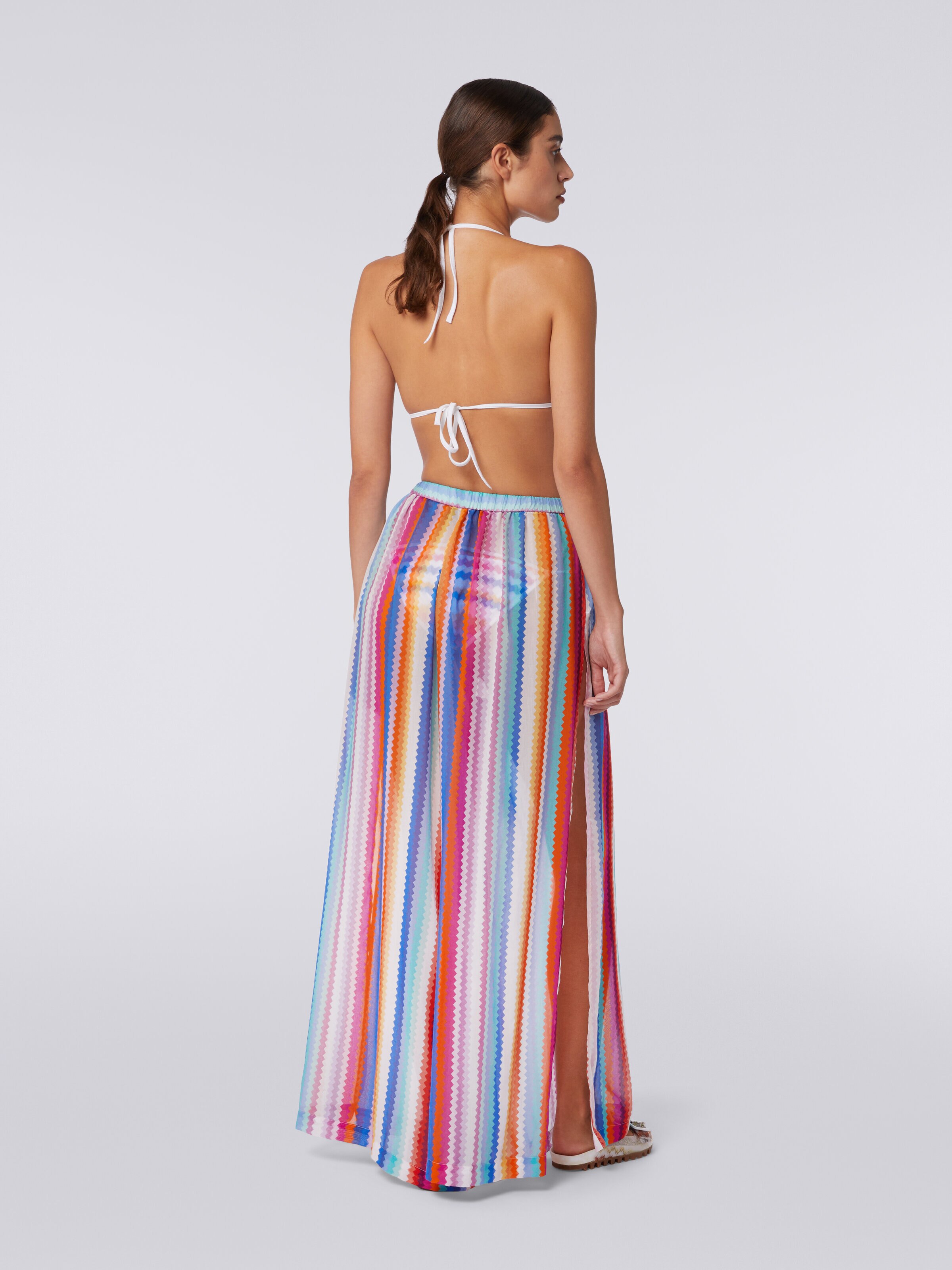 Cover up trousers in zigzag cotton and silk, Multicoloured  - 3