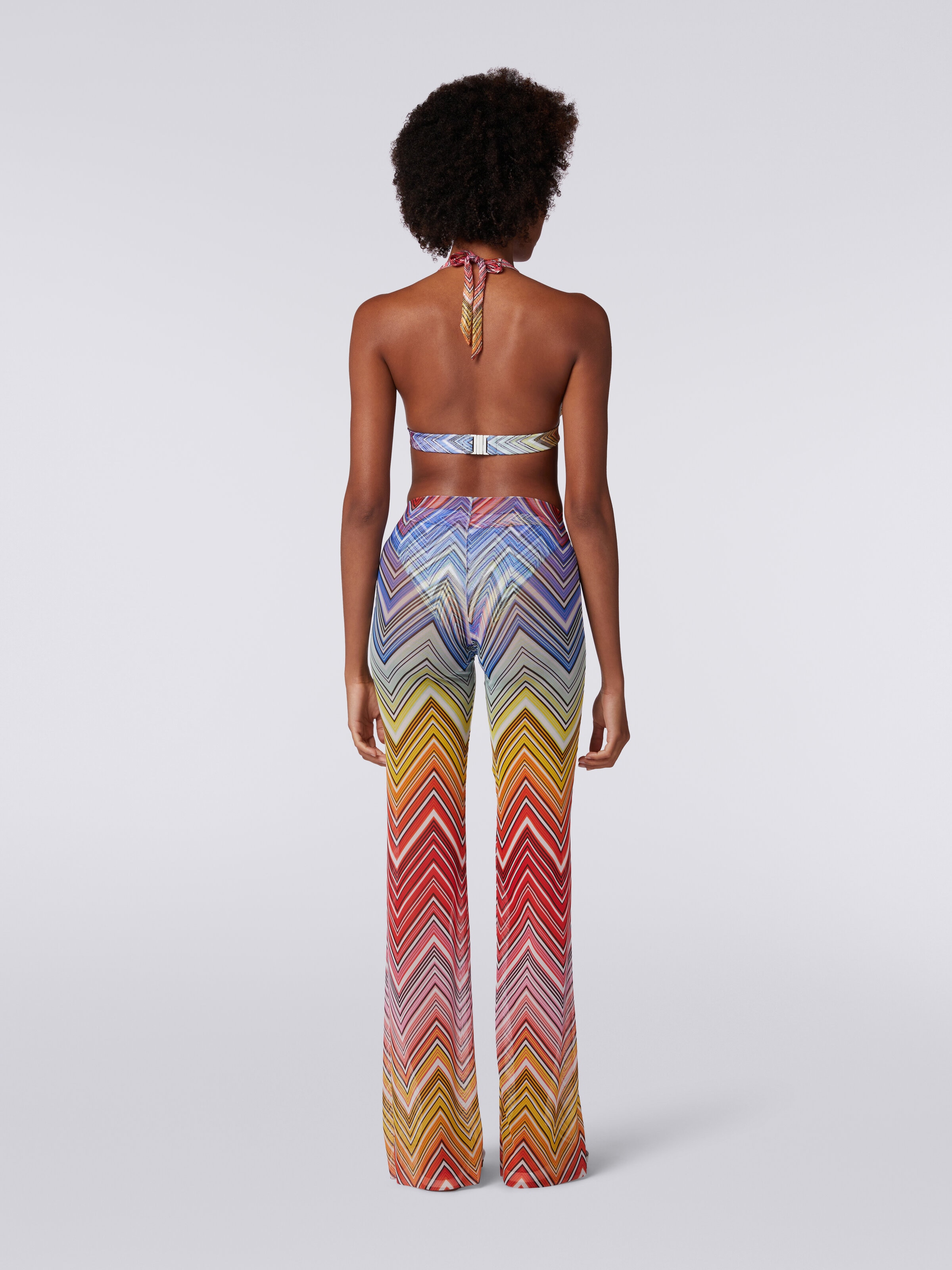 Pantaloni copricostume in tulle stampa zig zag, Multicolore  - 3