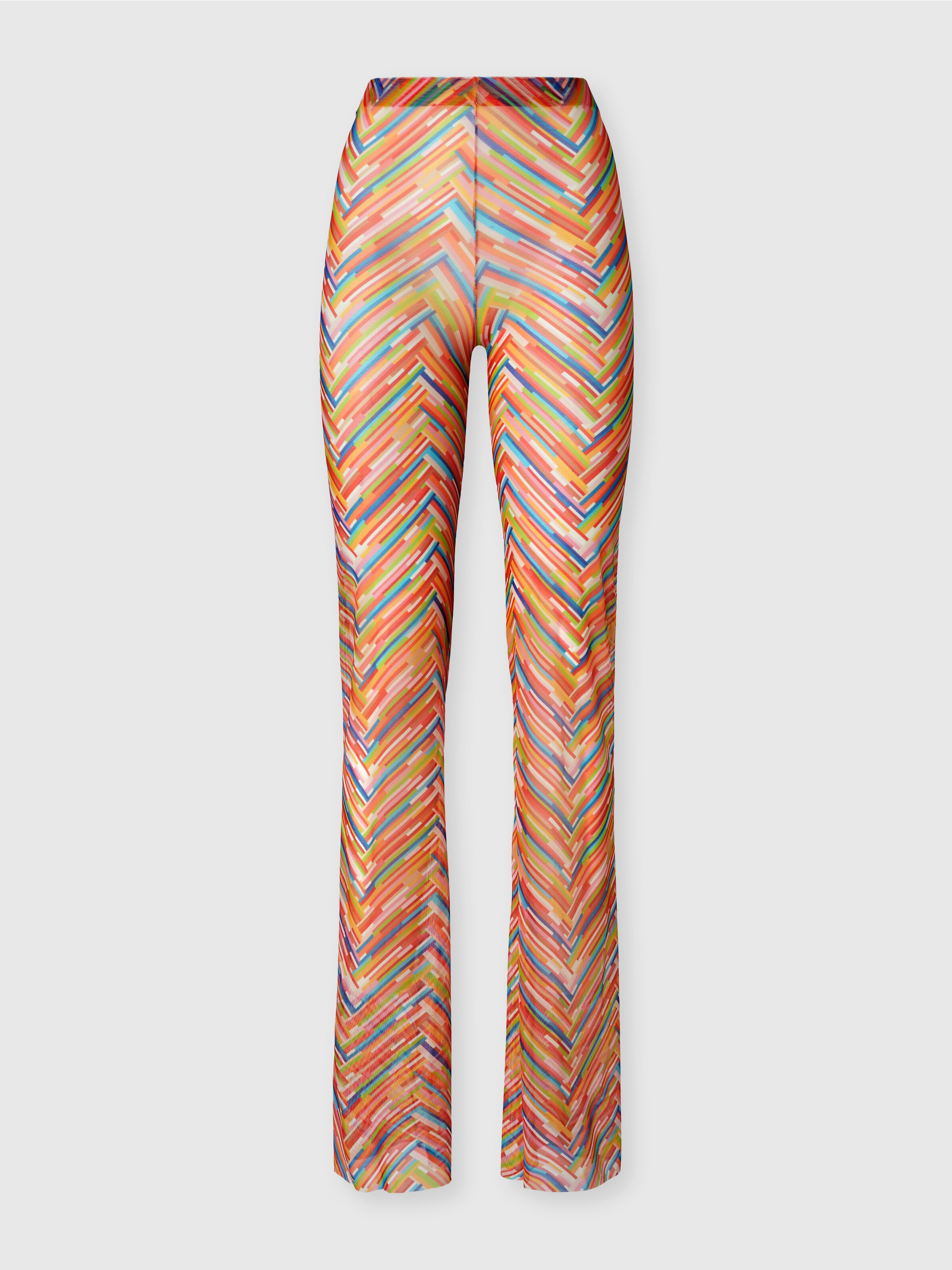 Straight trousers in printed tulle, Multicoloured  - 0